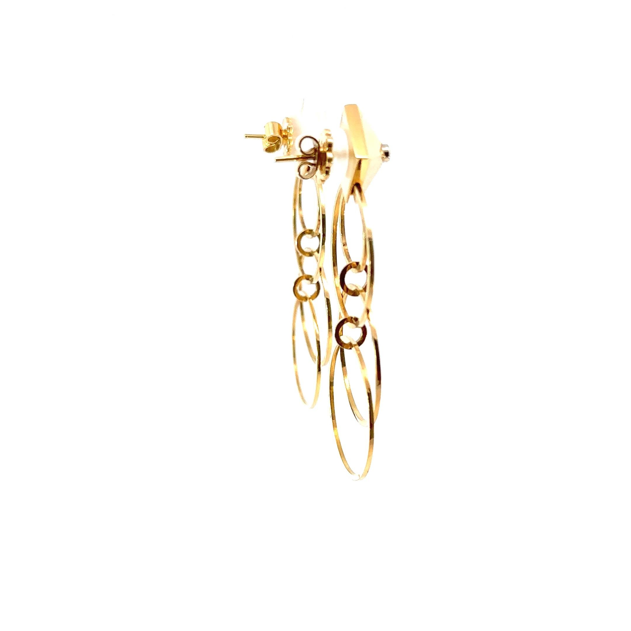 Donna Aletto Brothers Orecchini Geometrici Multi Looping in Oro Giallo 18K e Diamanti in vendita