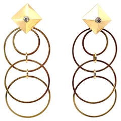 Aletto Brothers 18K Yellow Gold and Diamond Geometric Multi Loop Earrings
