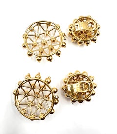 Orecchini a goccia con ruota di diamanti in oro giallo 18kt Aletto Brothers