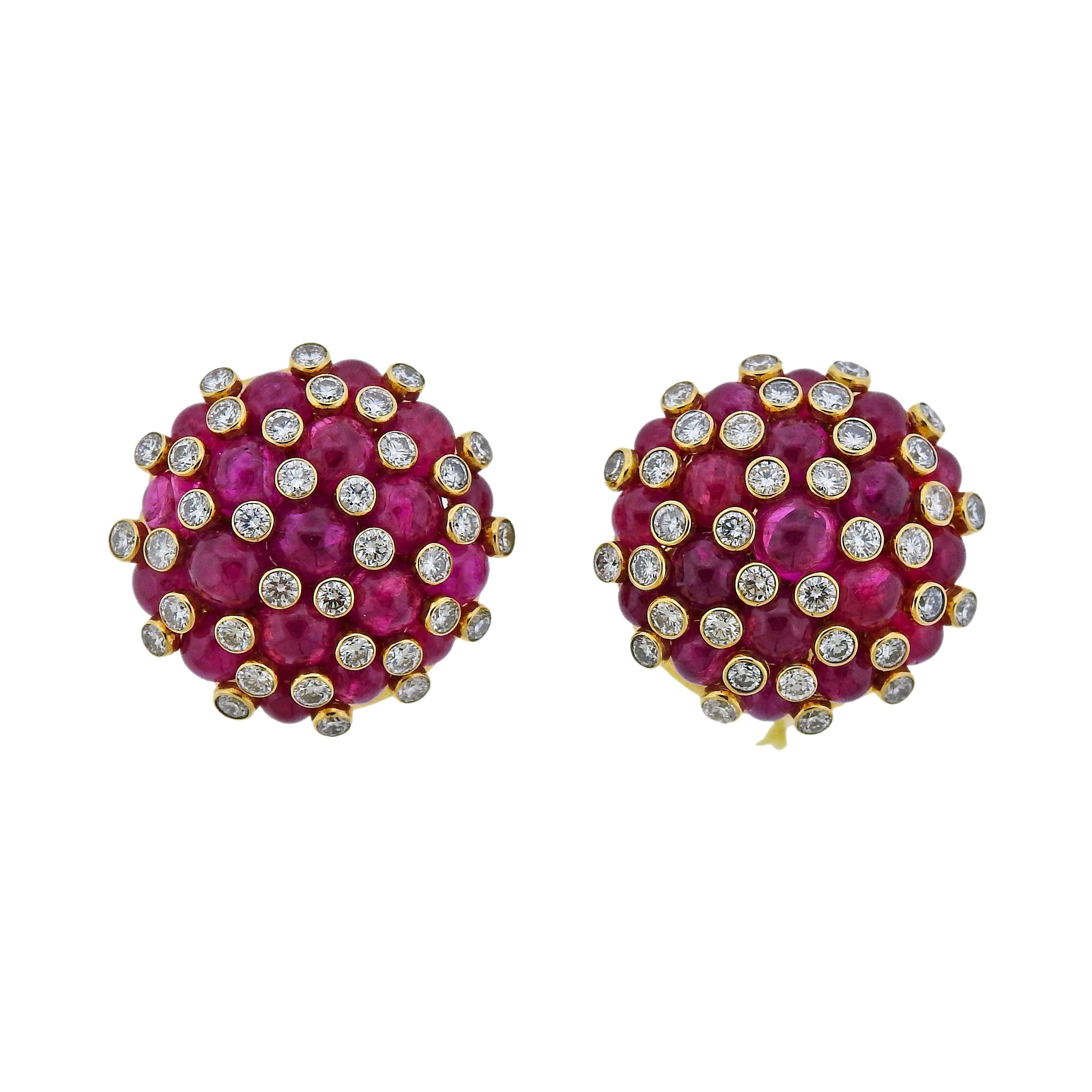Aletto Brothers 25 Carat Ruby Diamond Gold Strawberry Earrings