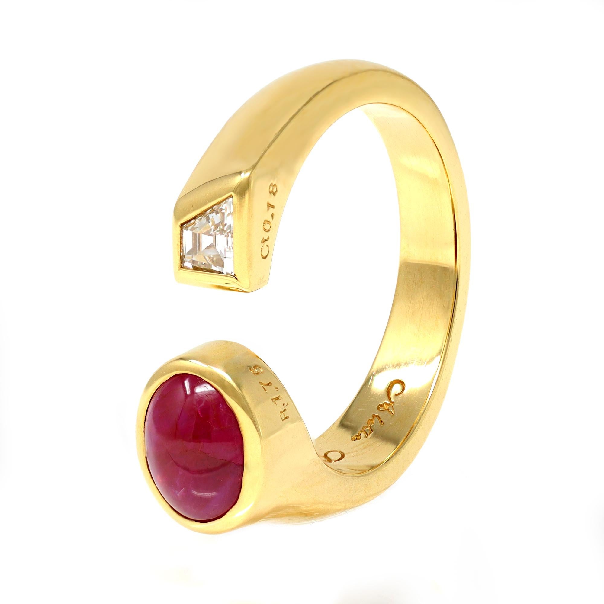 Aletto Brothers Cabochon Ruby, Sapphire & Fancy-Cut Diamond Ring Set In New Condition In Miami, FL