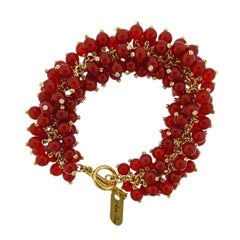 Aletto Brothers Carnelian Diamond Gold Pom Pom Bracelet