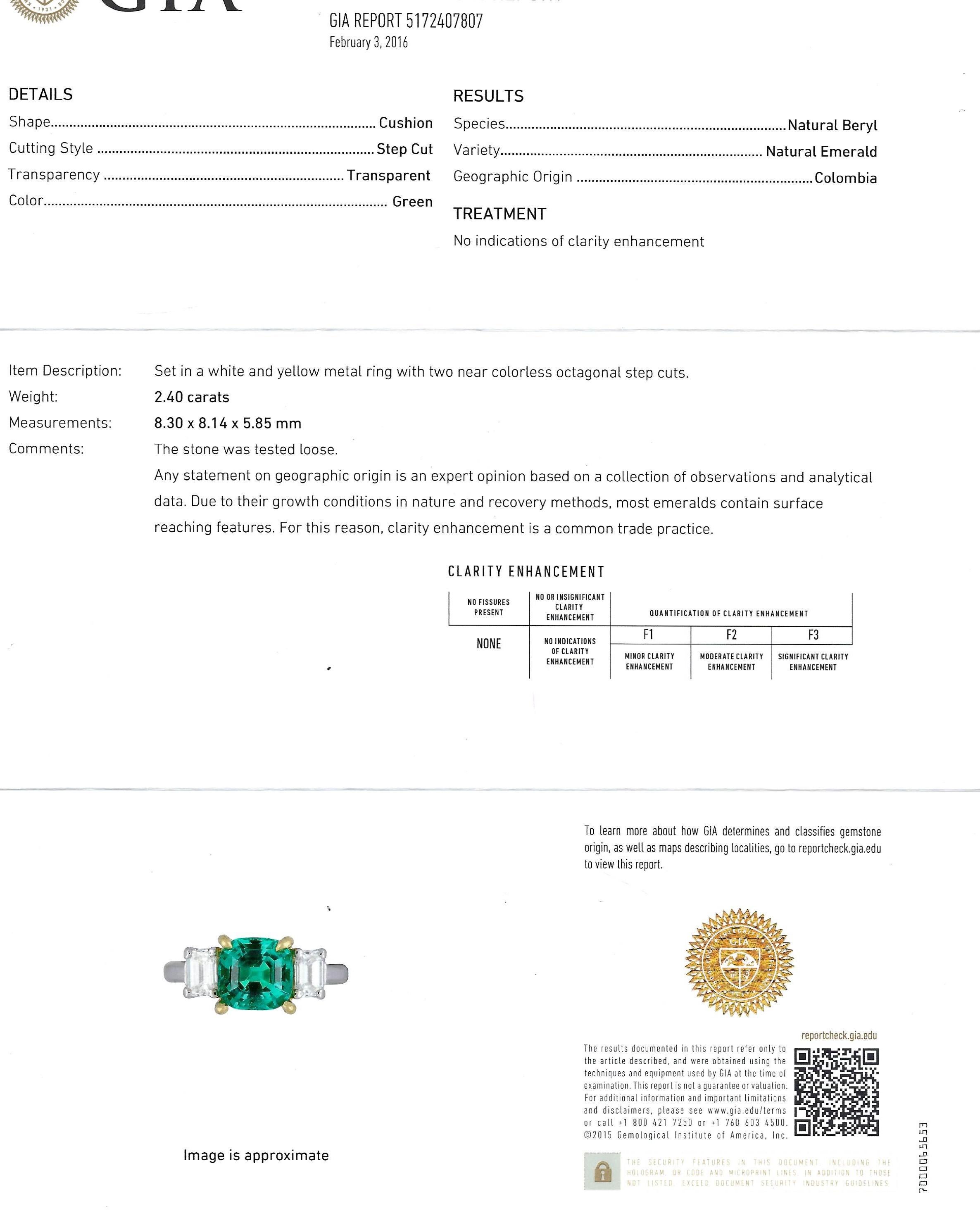 Aletto Brothers Colombian Emerald, Diamond, Platinum and Gold Ring, Circa 2000 For Sale 2