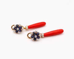 Umwandelbare Ohrhänger von Aletto Brothers aus 18 Karat Gold mit 21,73 Karat Diamanten und Korallen