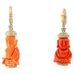 Aletto Brothers Exquisite Coral Buddha Drop Earrings