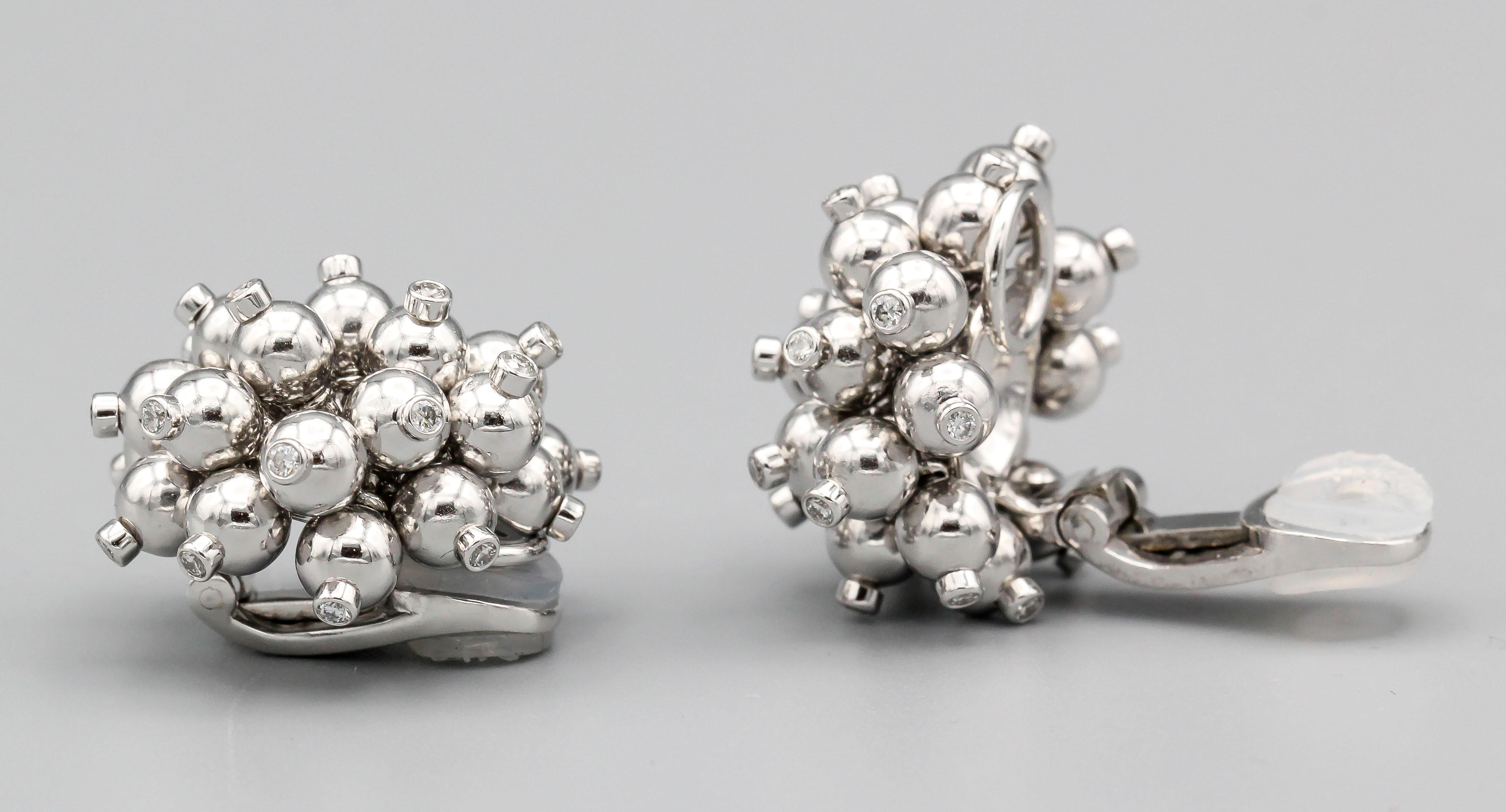 Fine pair of diamond and 18k white gold earrings from Aletto Brothers.  The earrings are known as the 