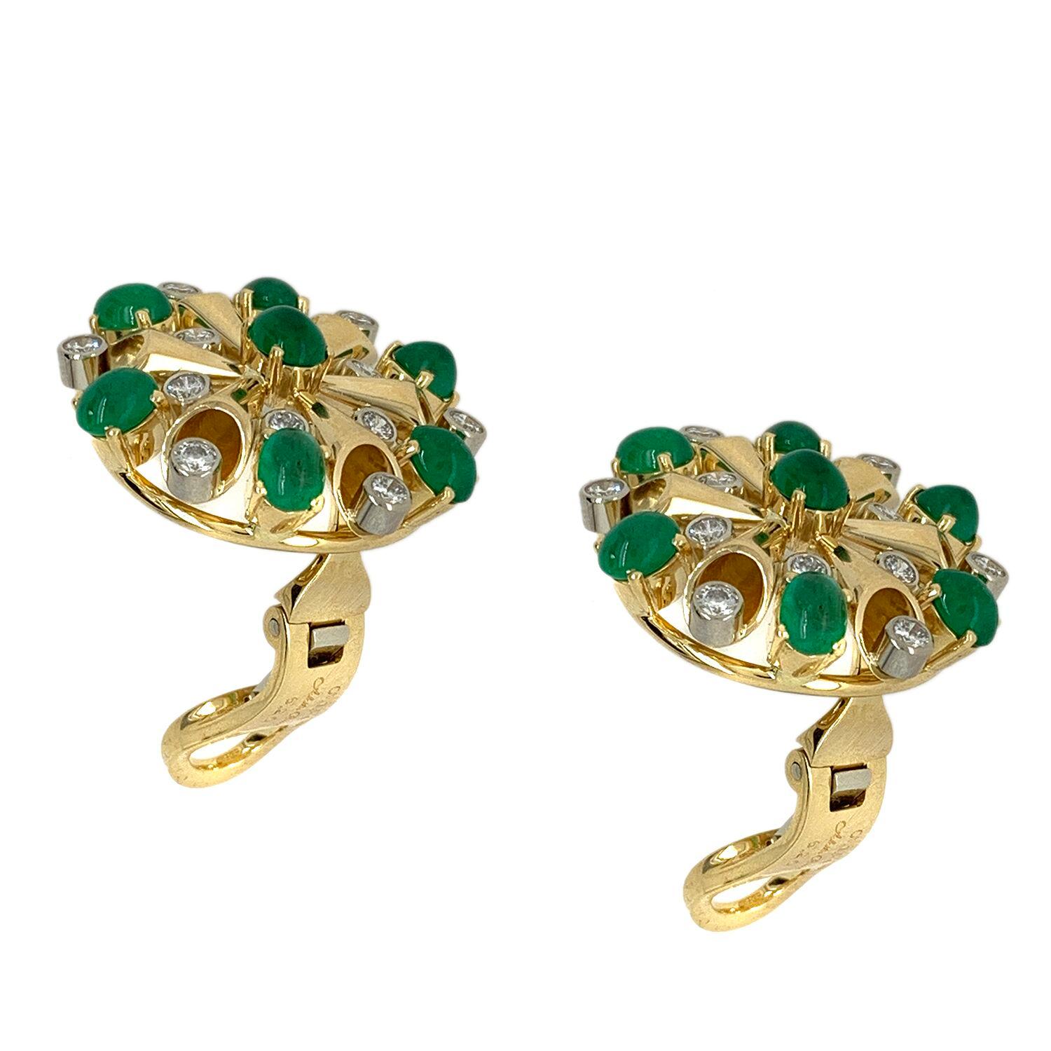 Women's or Men's Aletto Brothers Diamond and Emerald Earrings For Sale