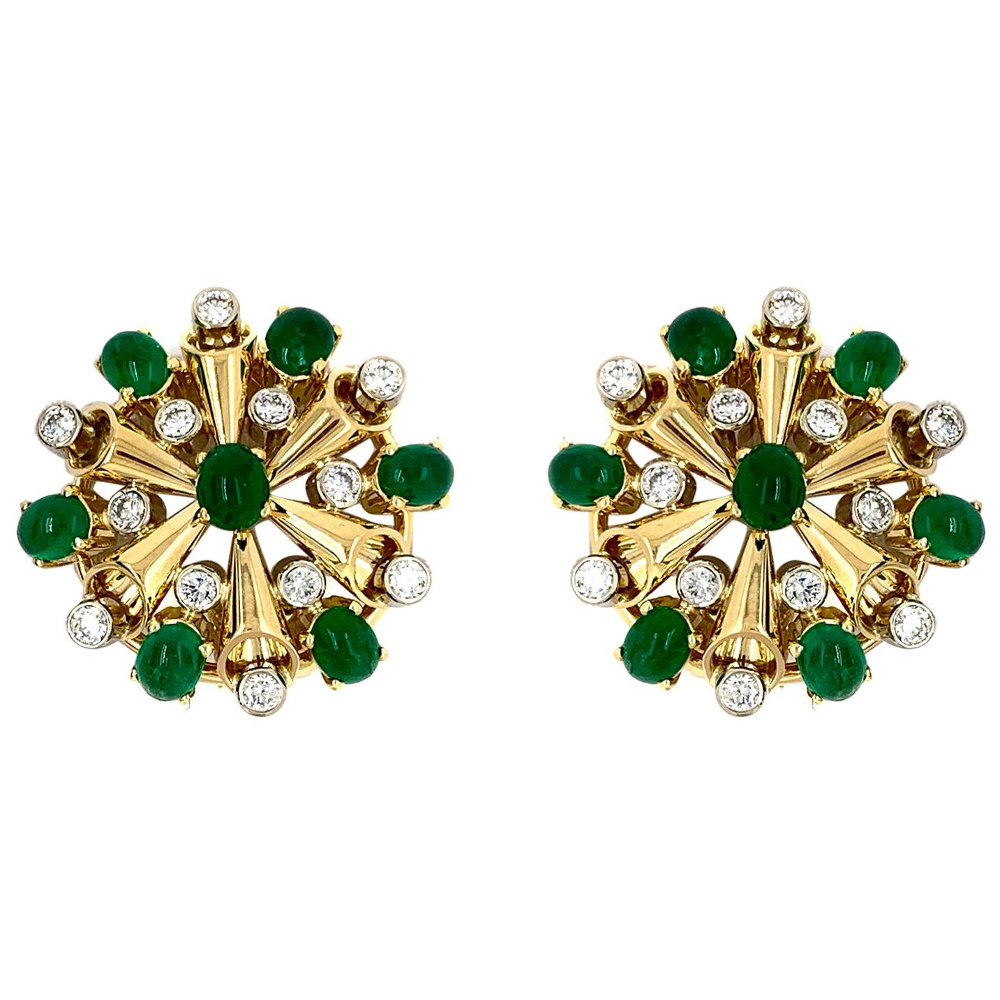 Boucles d'oreilles Aletto Brothers en diamants et émeraudes en vente