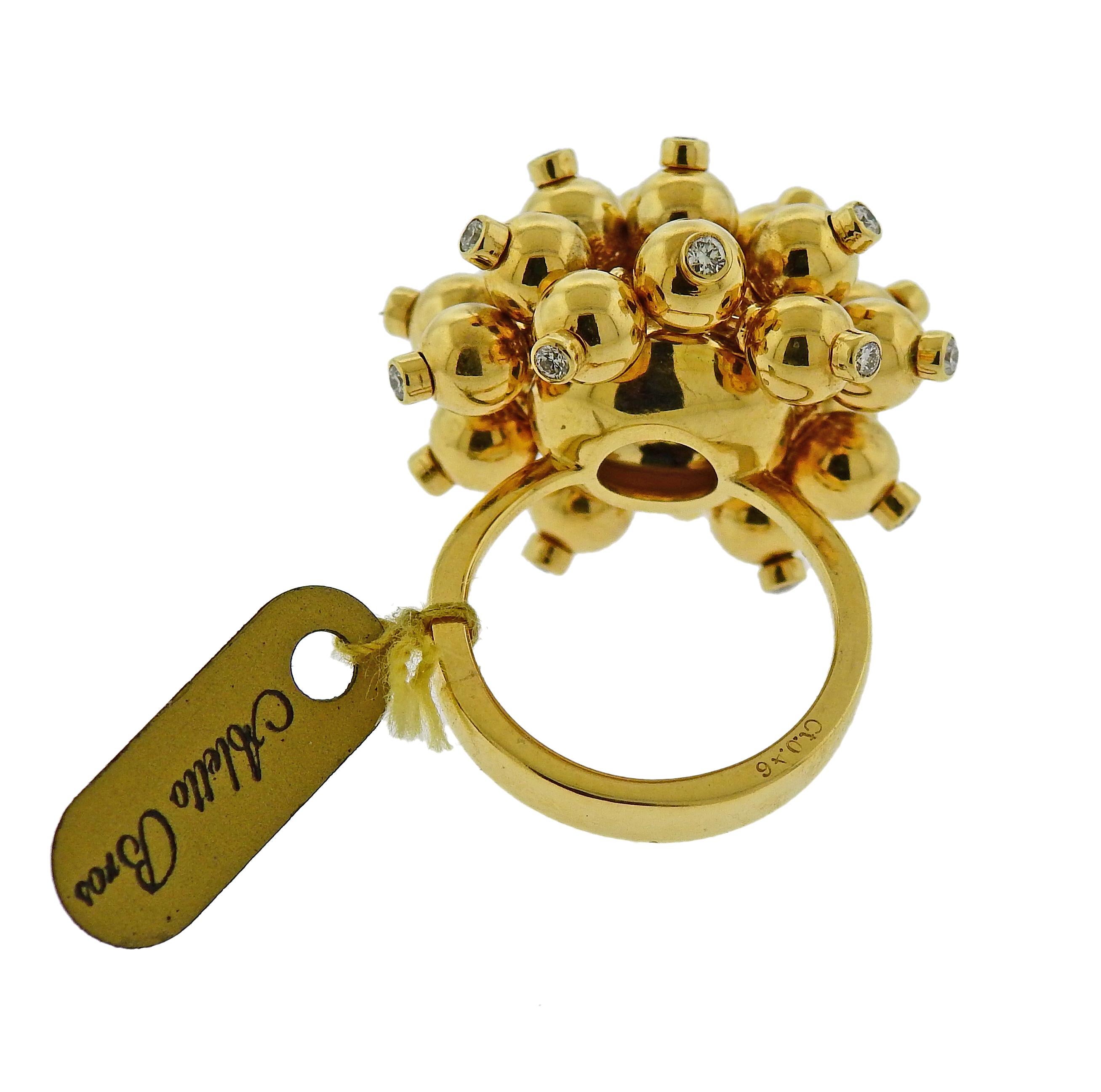 Aletto Brothers Diamond Gold Pom Pom Ring In New Condition For Sale In Lambertville, NJ
