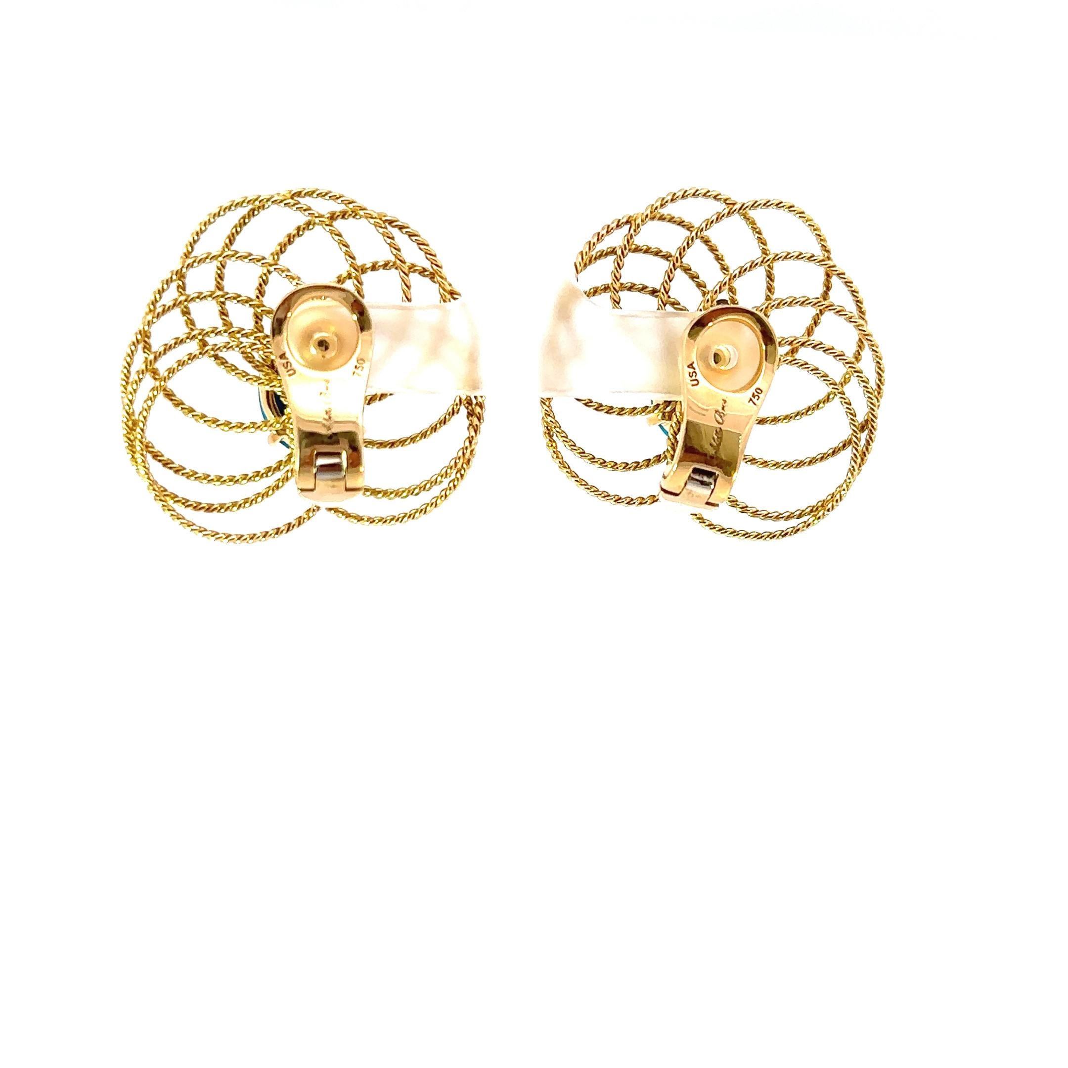 Cabochon Aletto Brothers Elegant Gold and Turquoise Statement Earrings For Sale