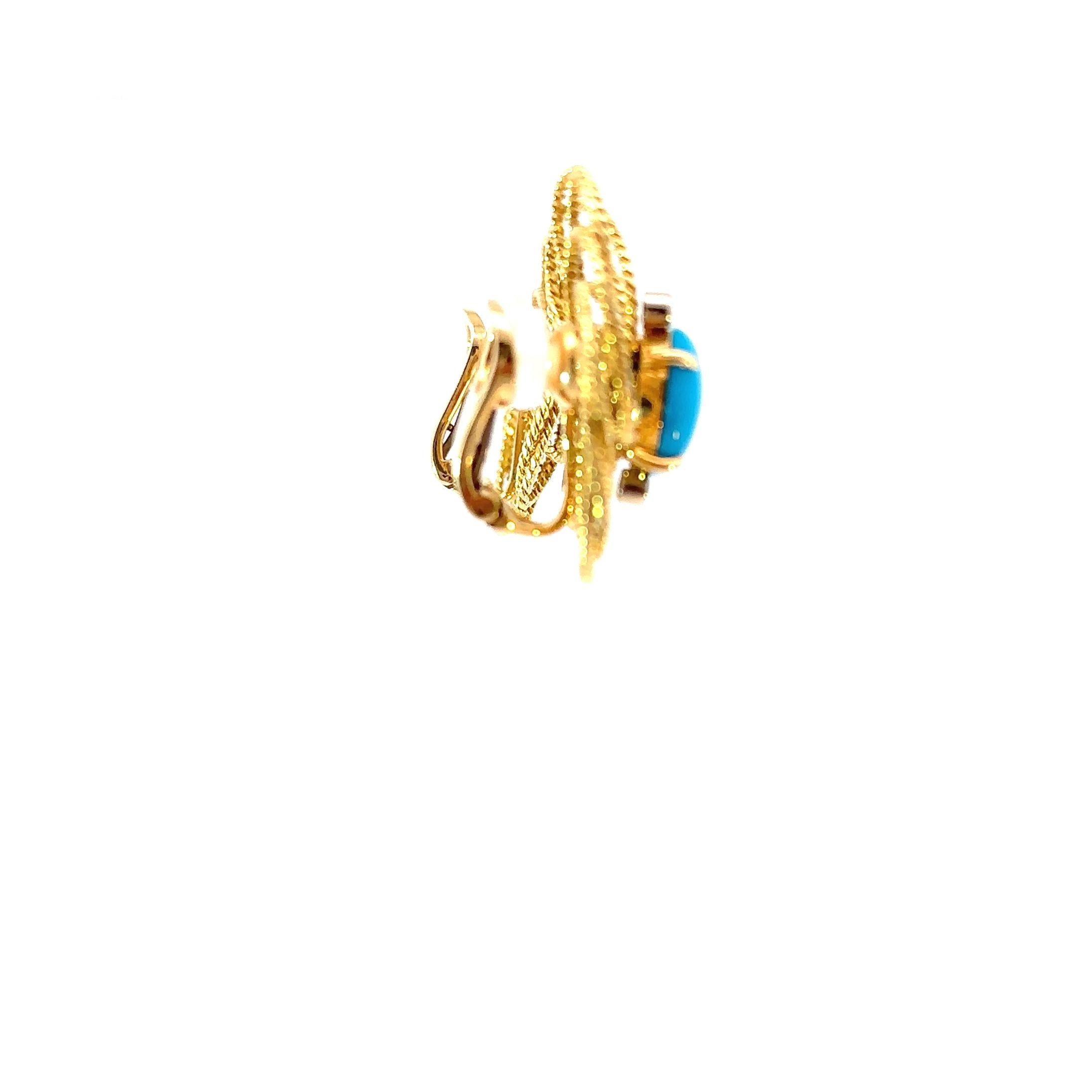 Aletto Brothers Elegant Gold and Turquoise Statement Earrings In New Condition For Sale In Boca Raton, FL