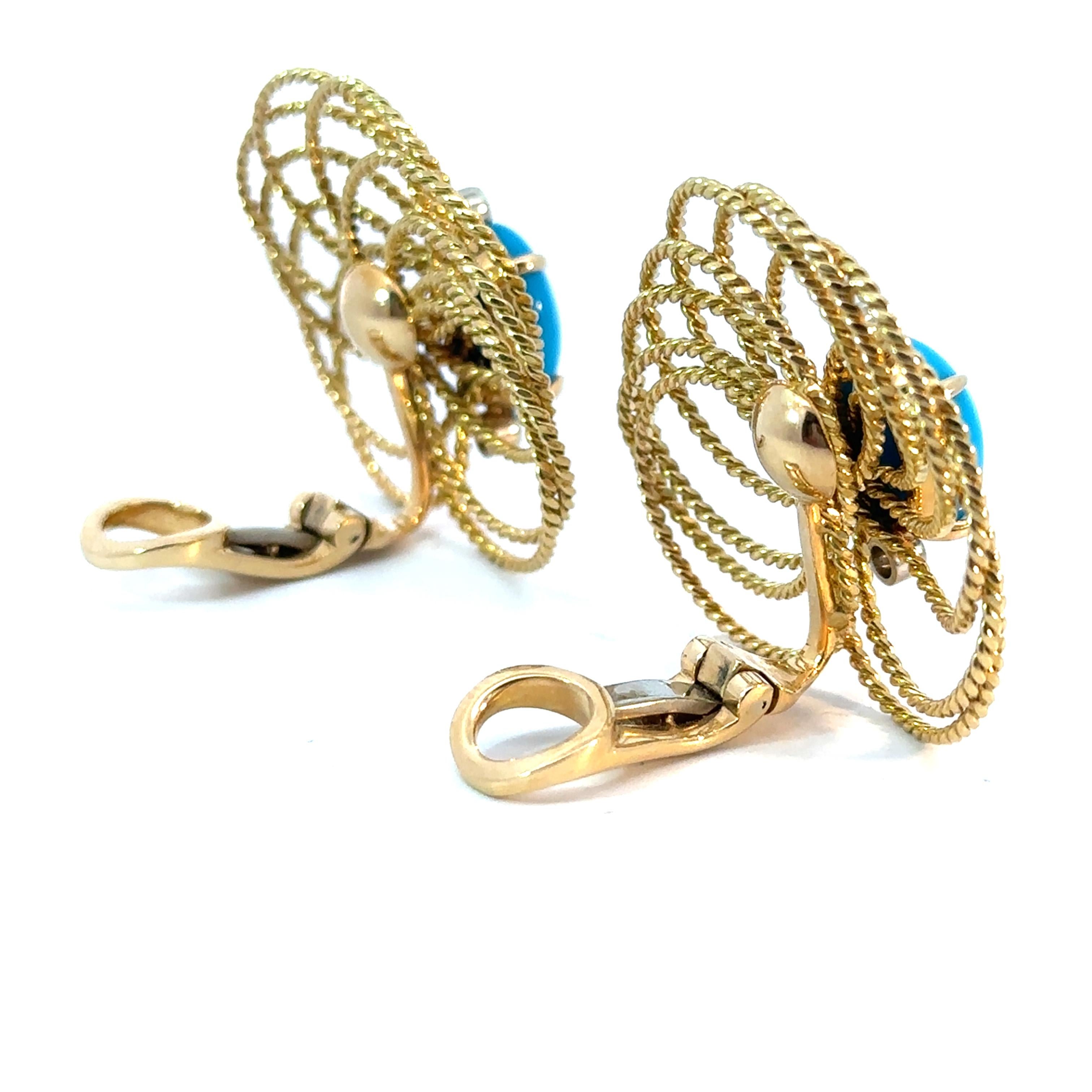Women's Aletto Brothers Elegant Gold and Turquoise Statement Earrings For Sale