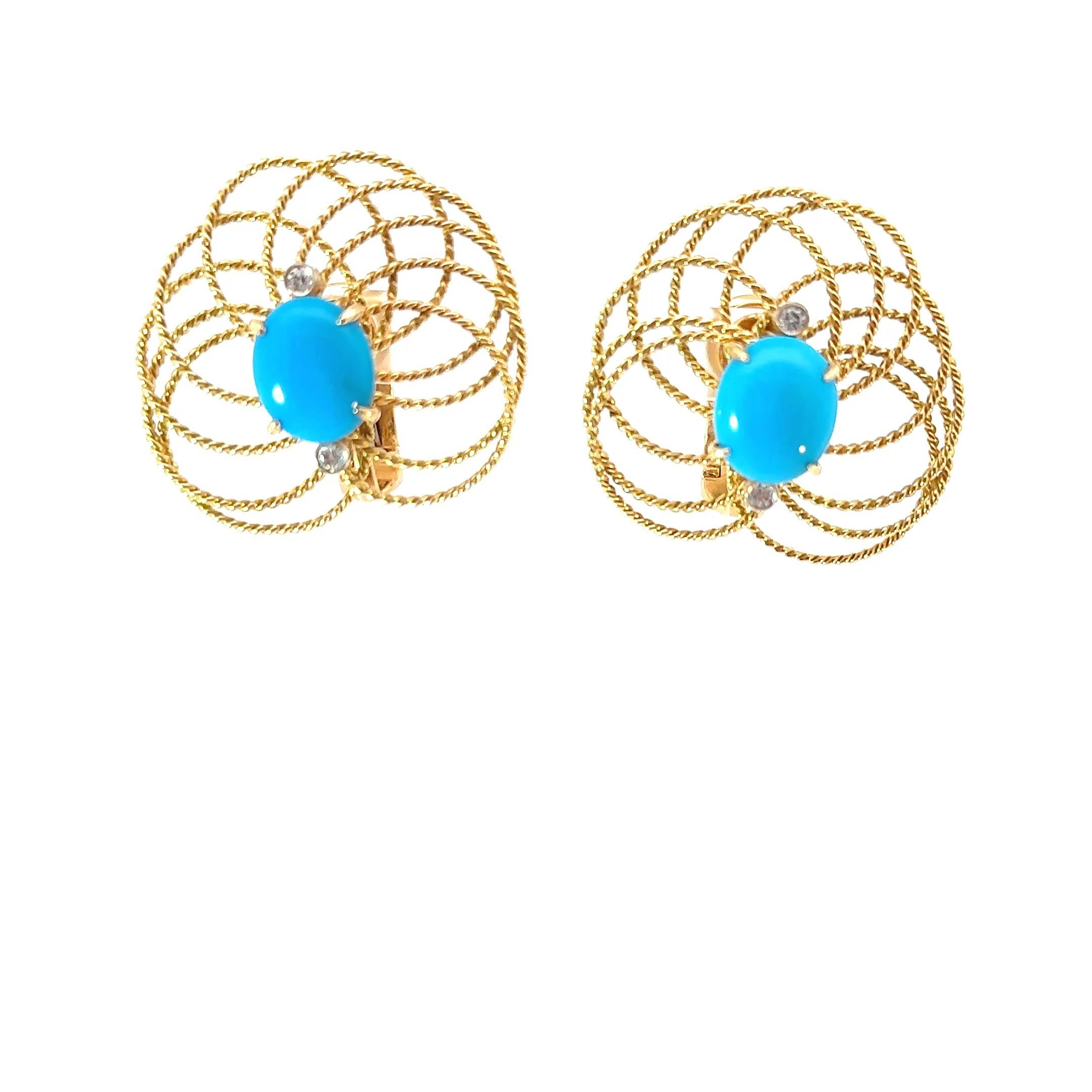 Aletto Brothers Elegant Gold and Turquoise Statement Earrings For Sale 3