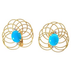 Elegantes Pendientes de Oro y Turquesa Aletto Brothers