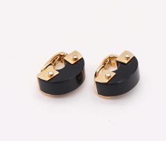 Aletto Brothers Geometric Earrings in 18kt Yellow Gold with Diamonds and Onyxes