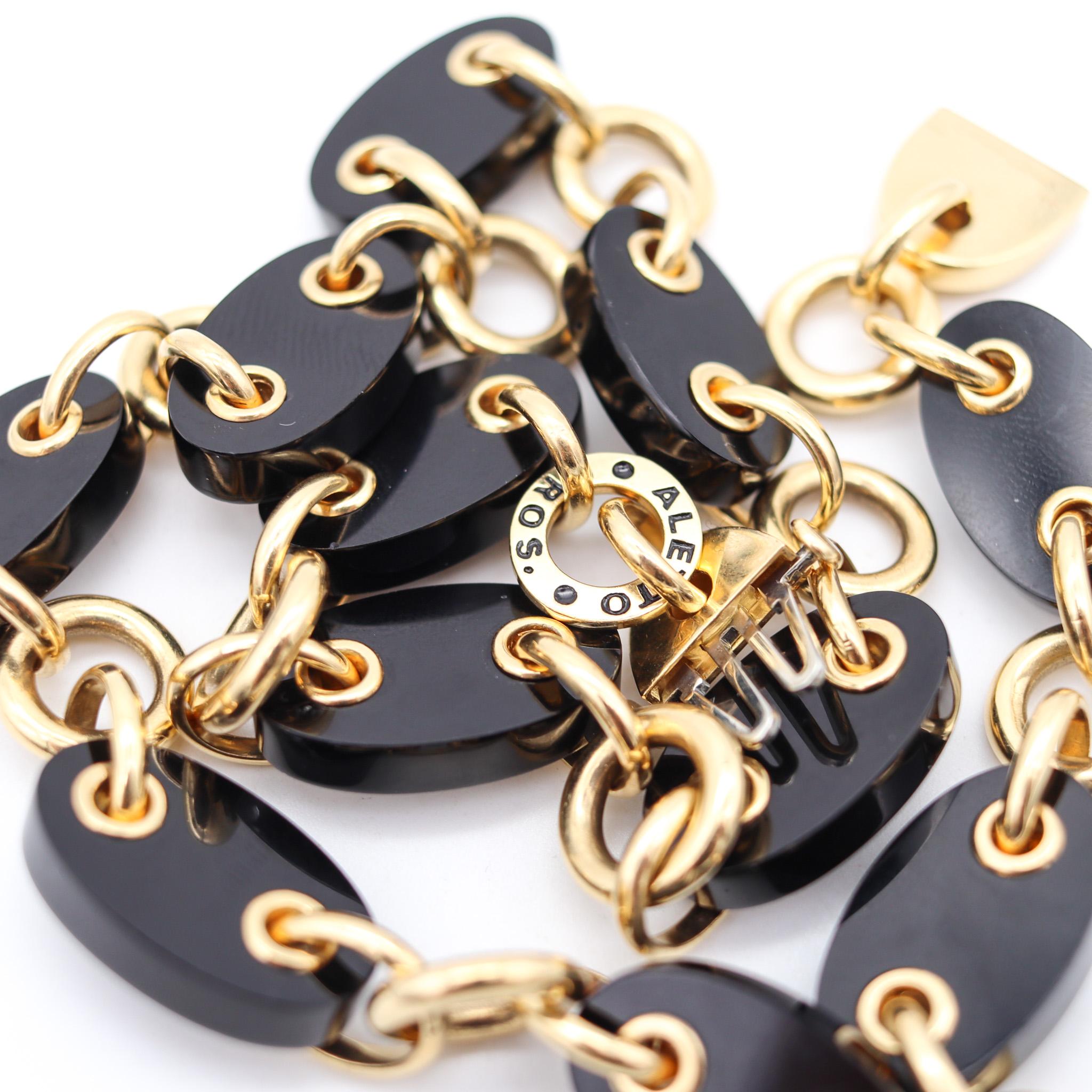 Aletto Brothers Collier Marin géométrique en or jaune 18 carats avec onyx noirs Pour femmes en vente