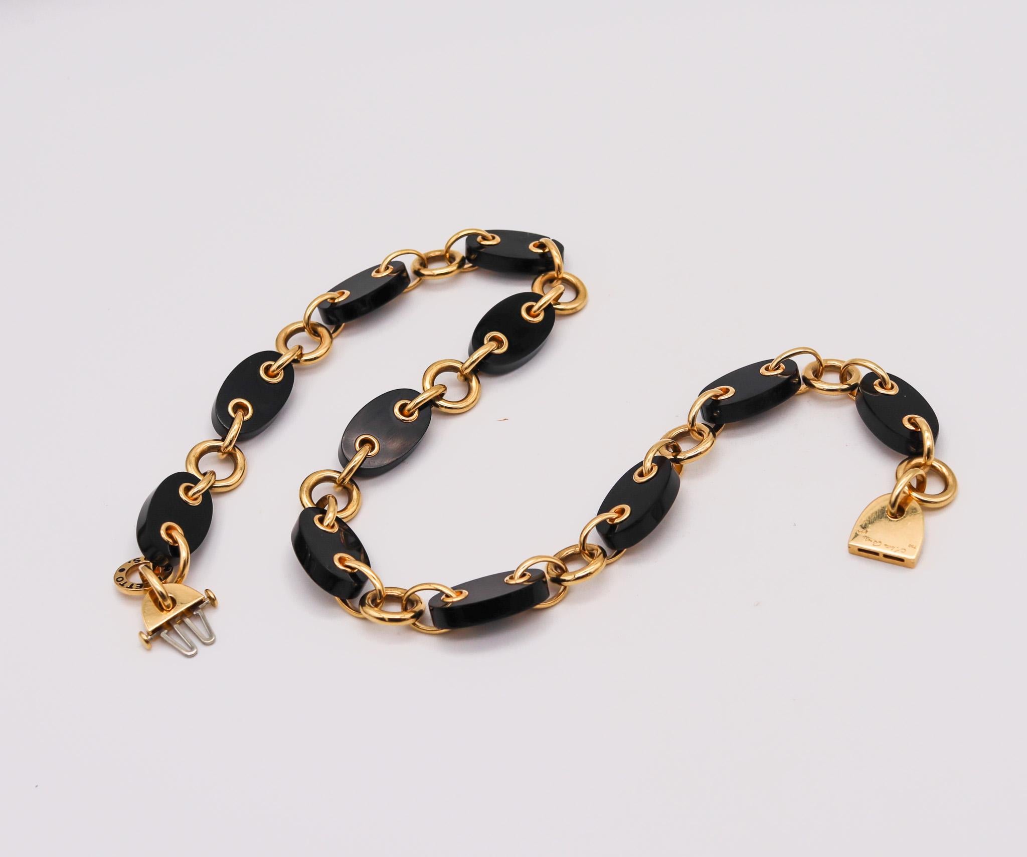 Aletto Brothers Geometrische Mariner Halskette aus 18kt Gelbgold mit schwarzen Onyxen im Angebot 1