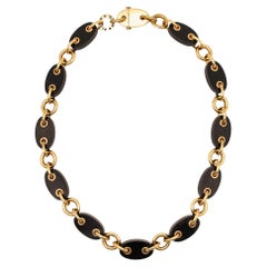 Aletto Brothers Geometric Mariner Necklace in 18kt Yellow Gold with Black Onyxes