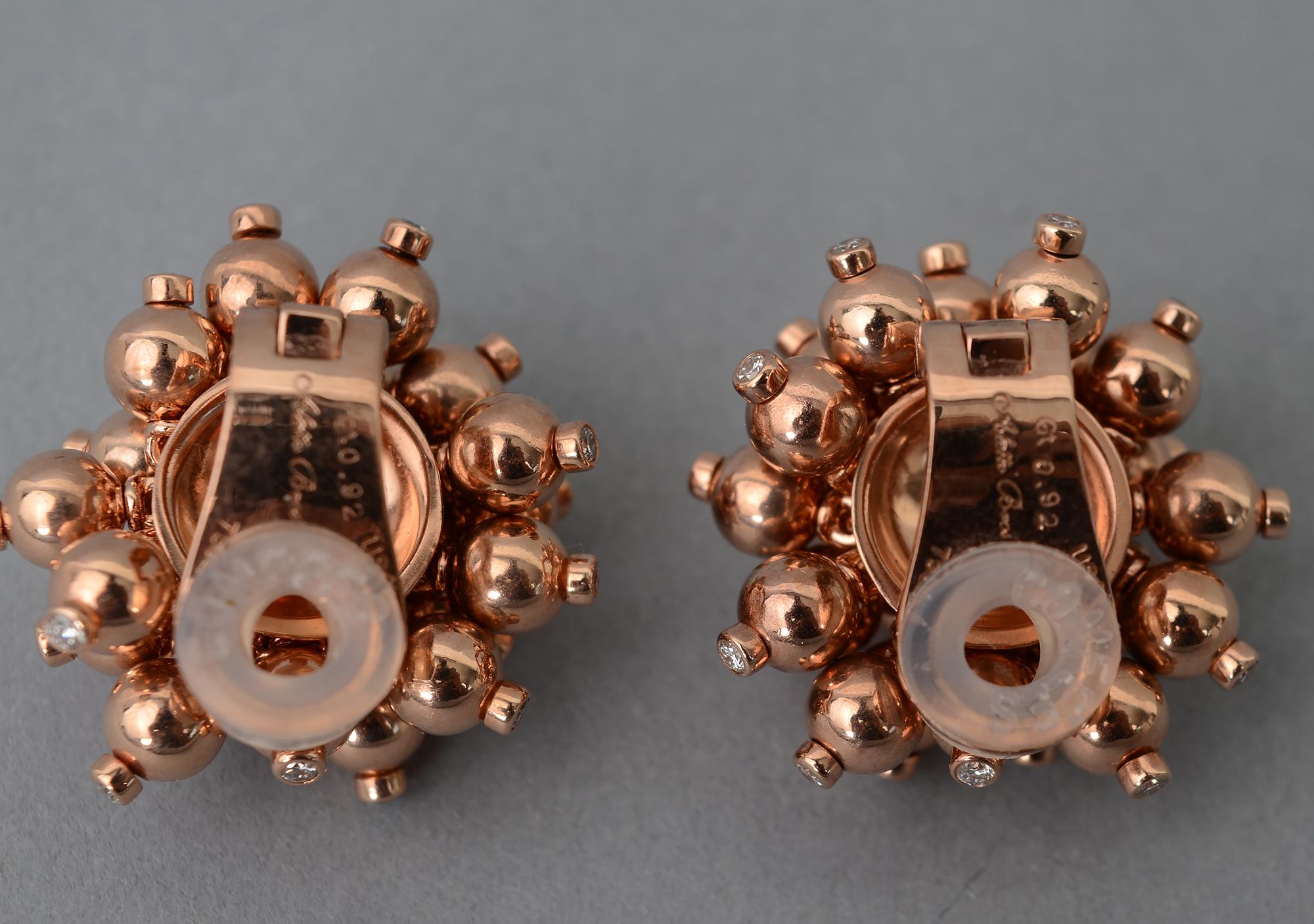 Aletto Brothers Gold Ball Cluster Earrings with Diamonds In Excellent Condition In Darnestown, MD