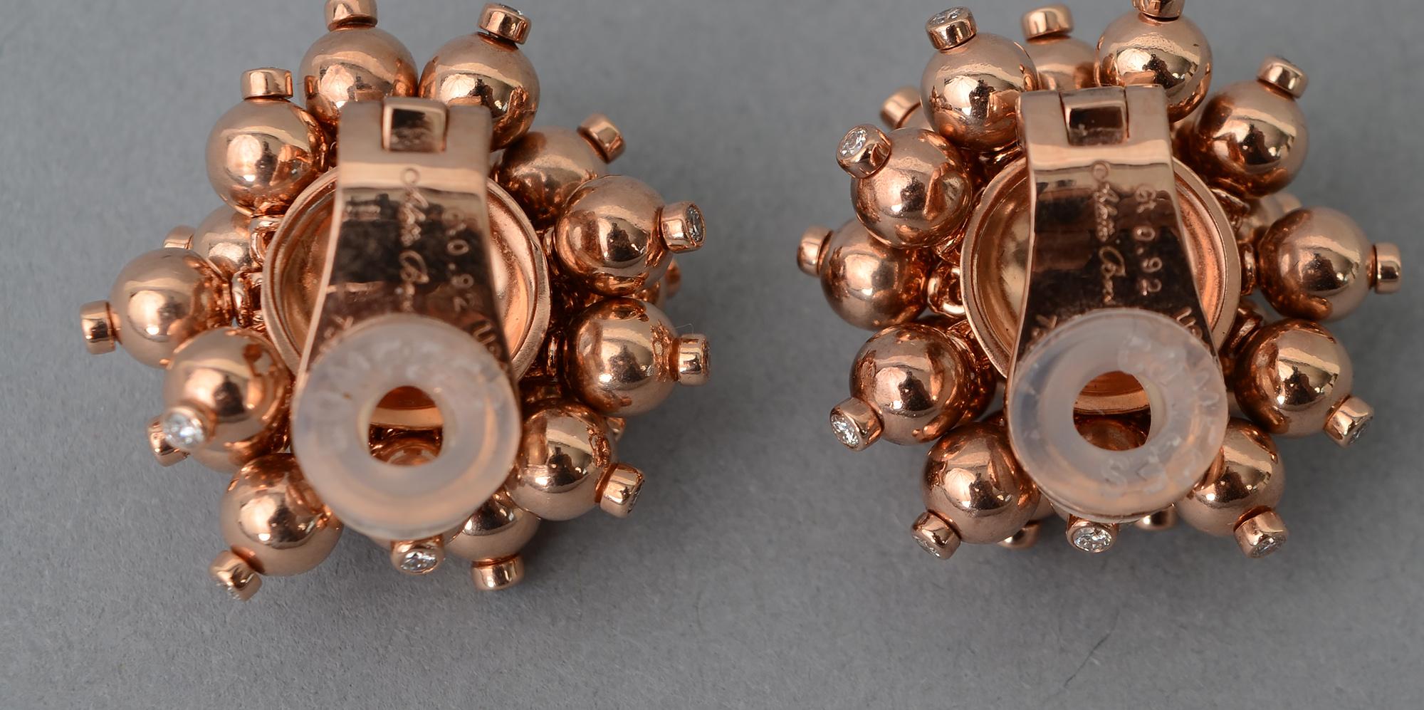 Women's or Men's Aletto Brothers Gold Ball Cluster Earrings with Diamonds