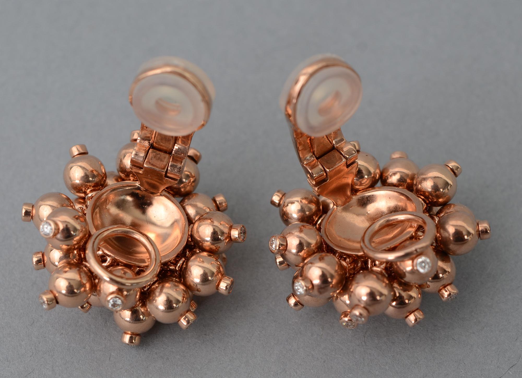 Aletto Brothers Gold Ball Cluster Earrings with Diamonds 1