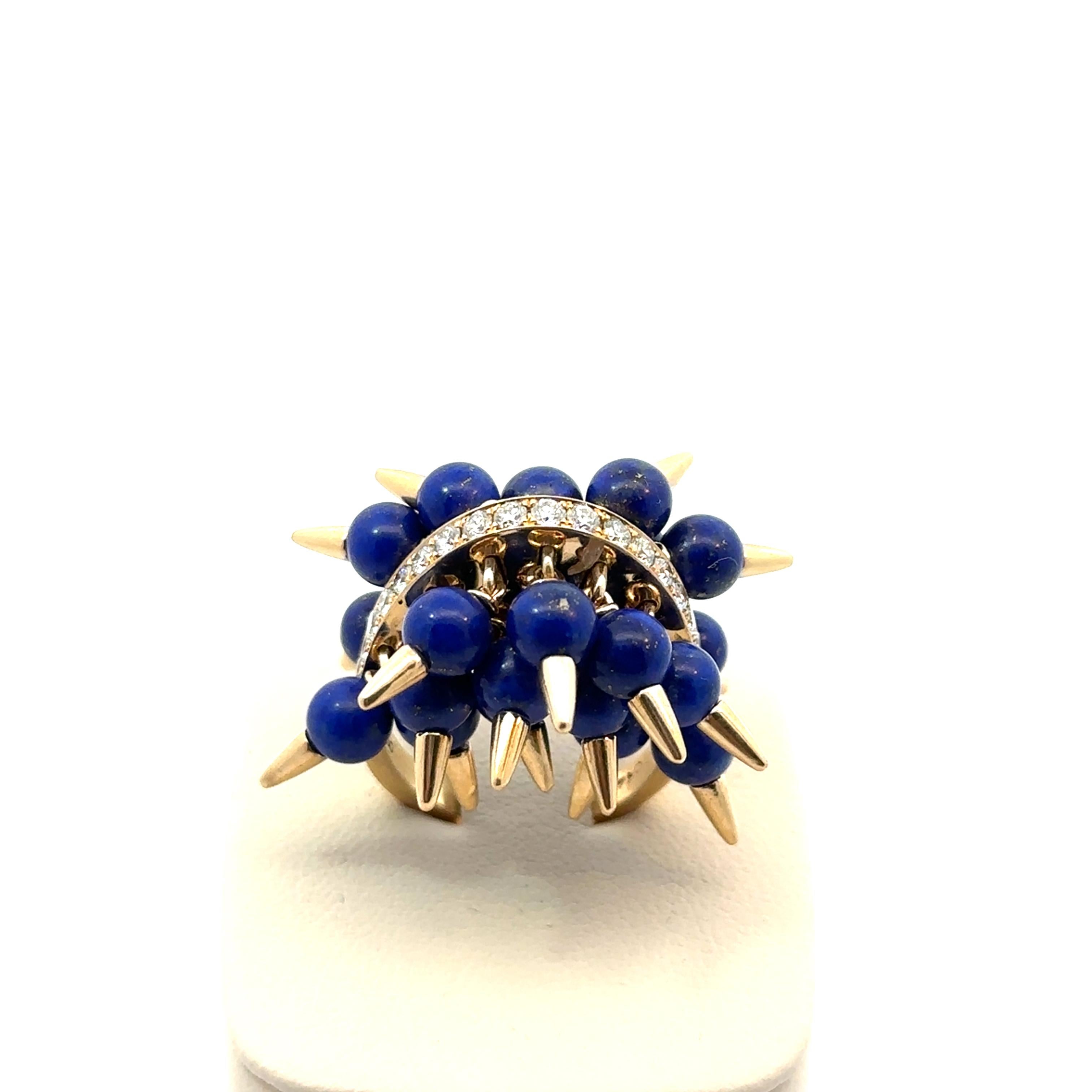 Aletto Brothers: anello con perline in oro e lapis in vendita 1