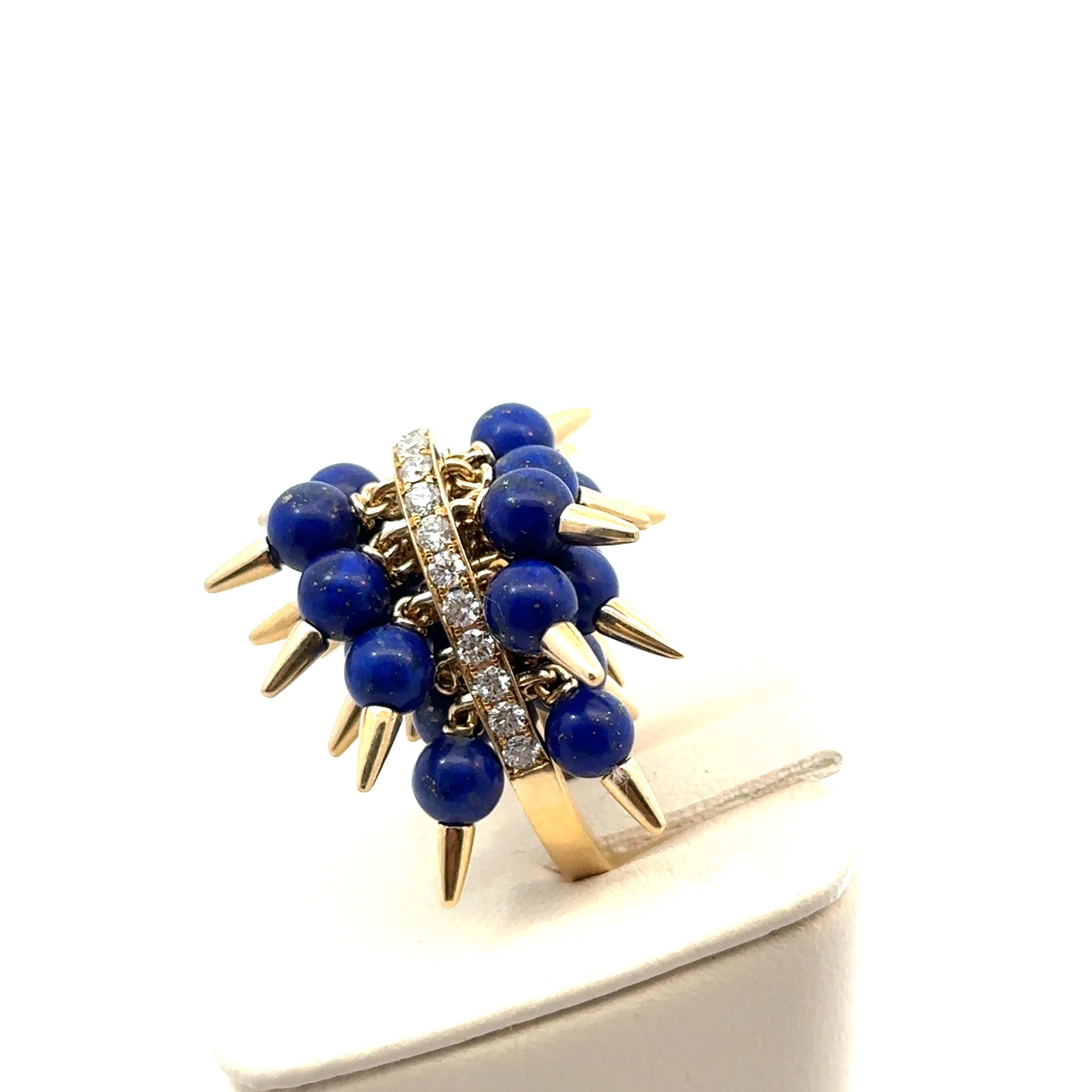 Aletto Brothers: anello con perline in oro e lapis in vendita 2