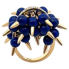 Aletto Brothers Bold Gold and Lapis Bead Spike Statement Ring