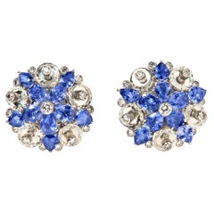 Pendientes Aletto Brothers Flor de zafiro, diamante y cristal de roca
