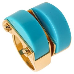Aletto Brothers Sculptural Cocktail Ring in 18kt Yellow Gold with Turquoises