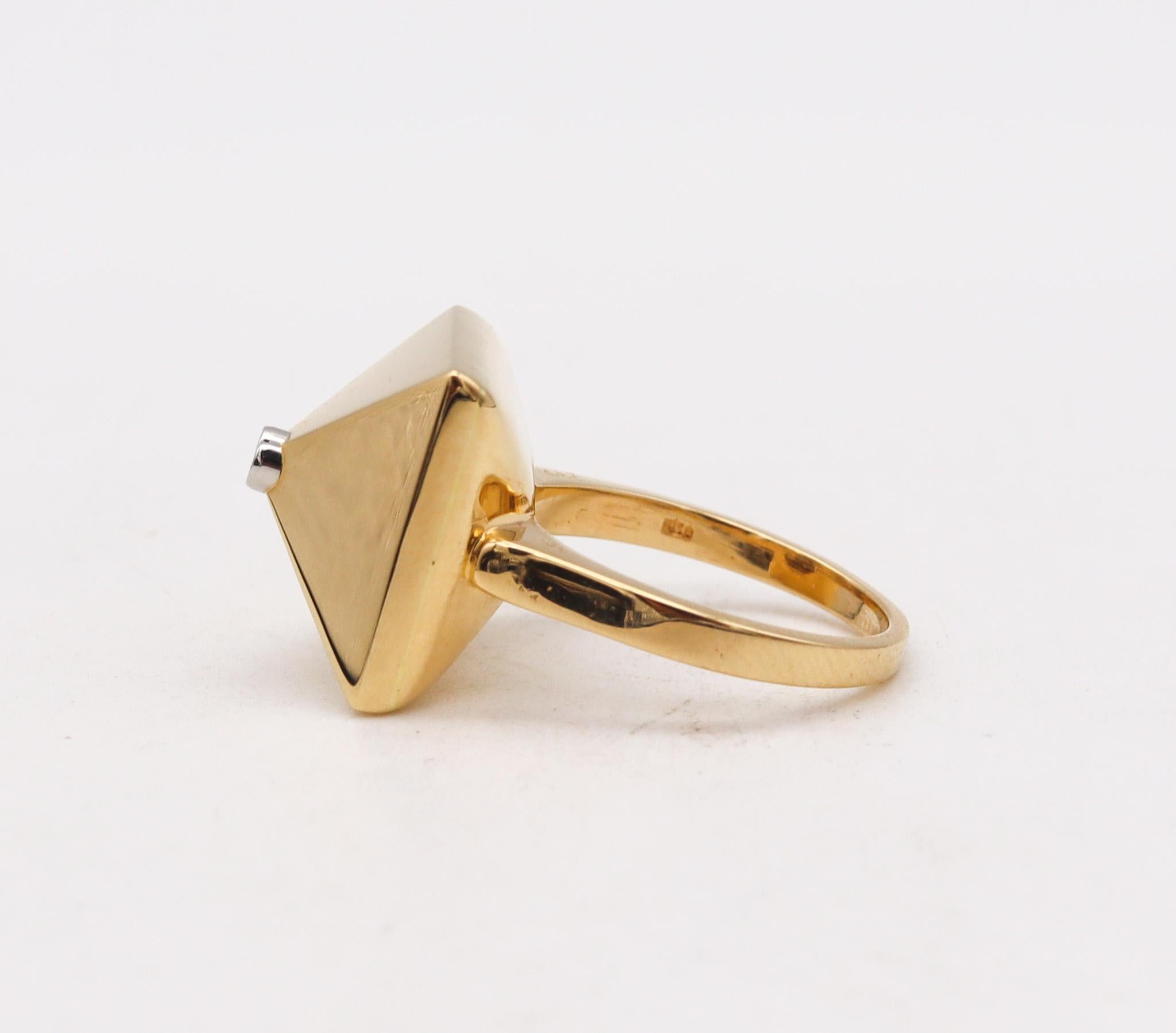 Brilliant Cut Aletto Brothers Stackable Large Pyramide Ring in 18kt Yellow Gold with Diamond For Sale