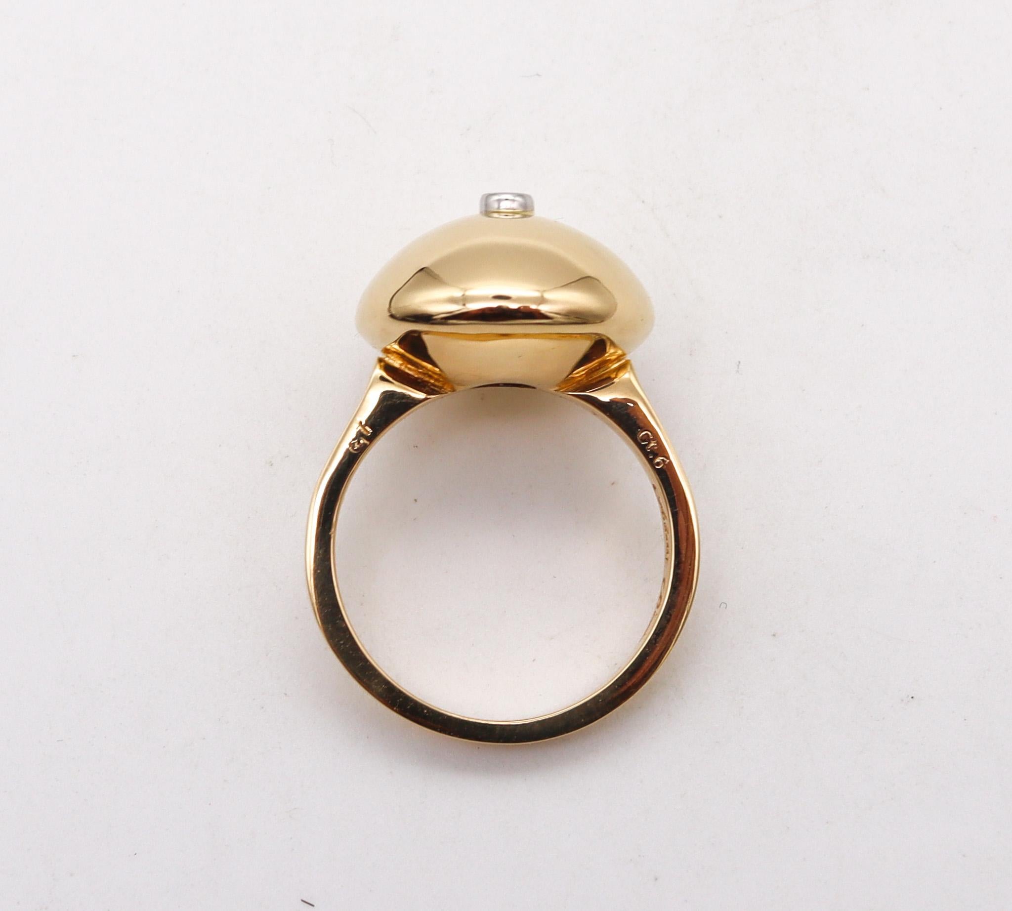Brilliant Cut Aletto Brothers Stackable Large Round Ring in 18kt Yellow Gold with a Diamond For Sale
