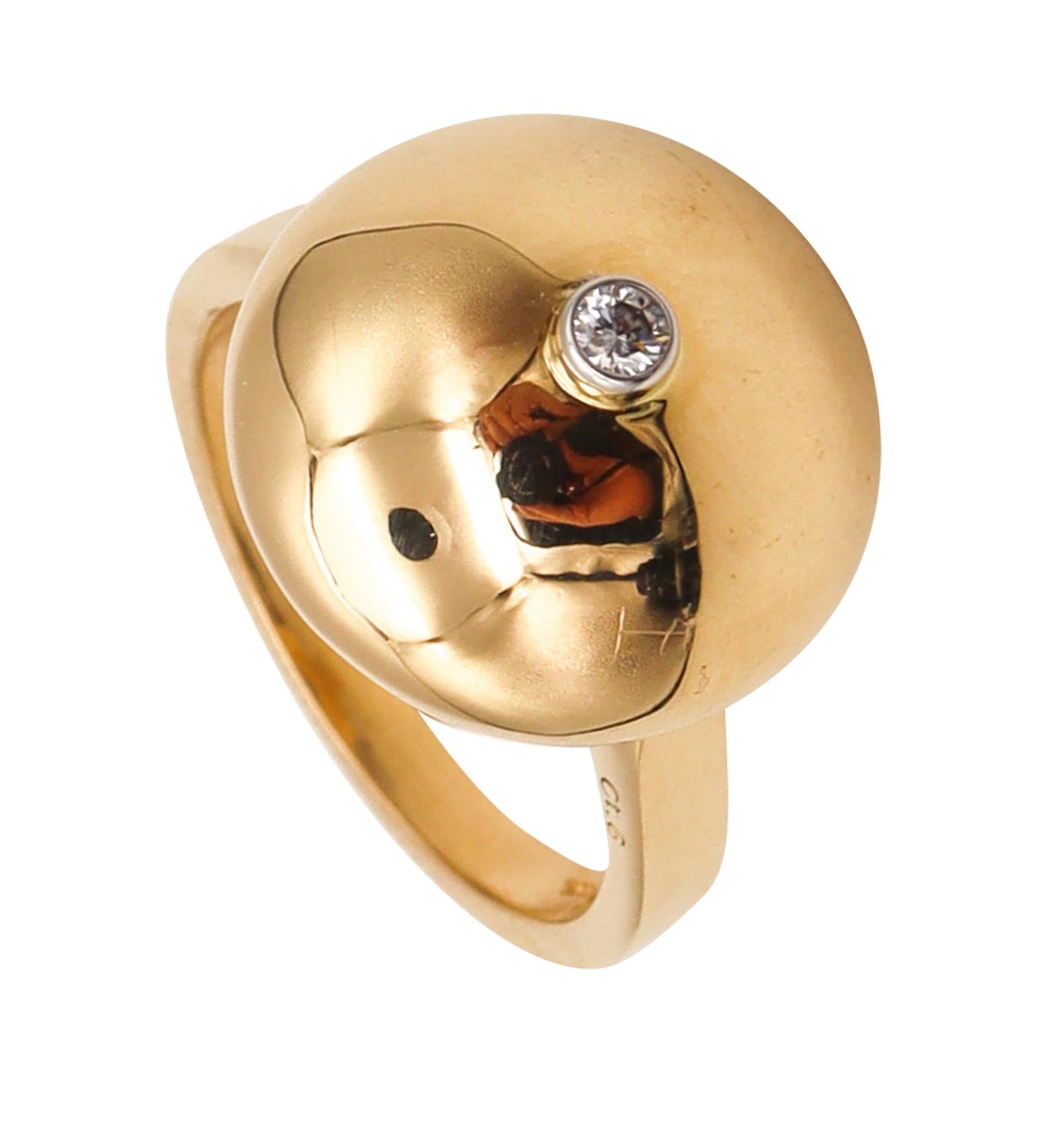 Aletto Brothers, grande bague empilable ronde en or jaune 18 carats avec diamants