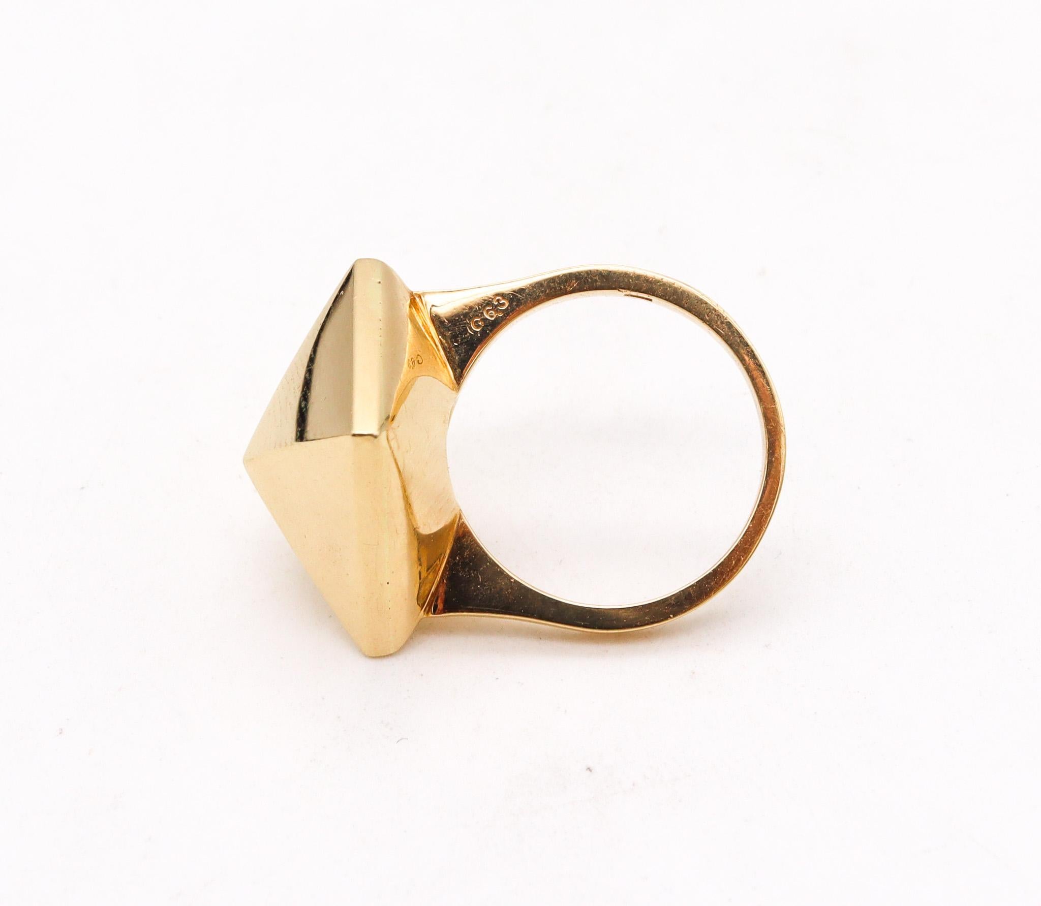 Women's Aletto Brothers Stackable Large Triangular Geometric Ring in 18kt Yellow Gold For Sale