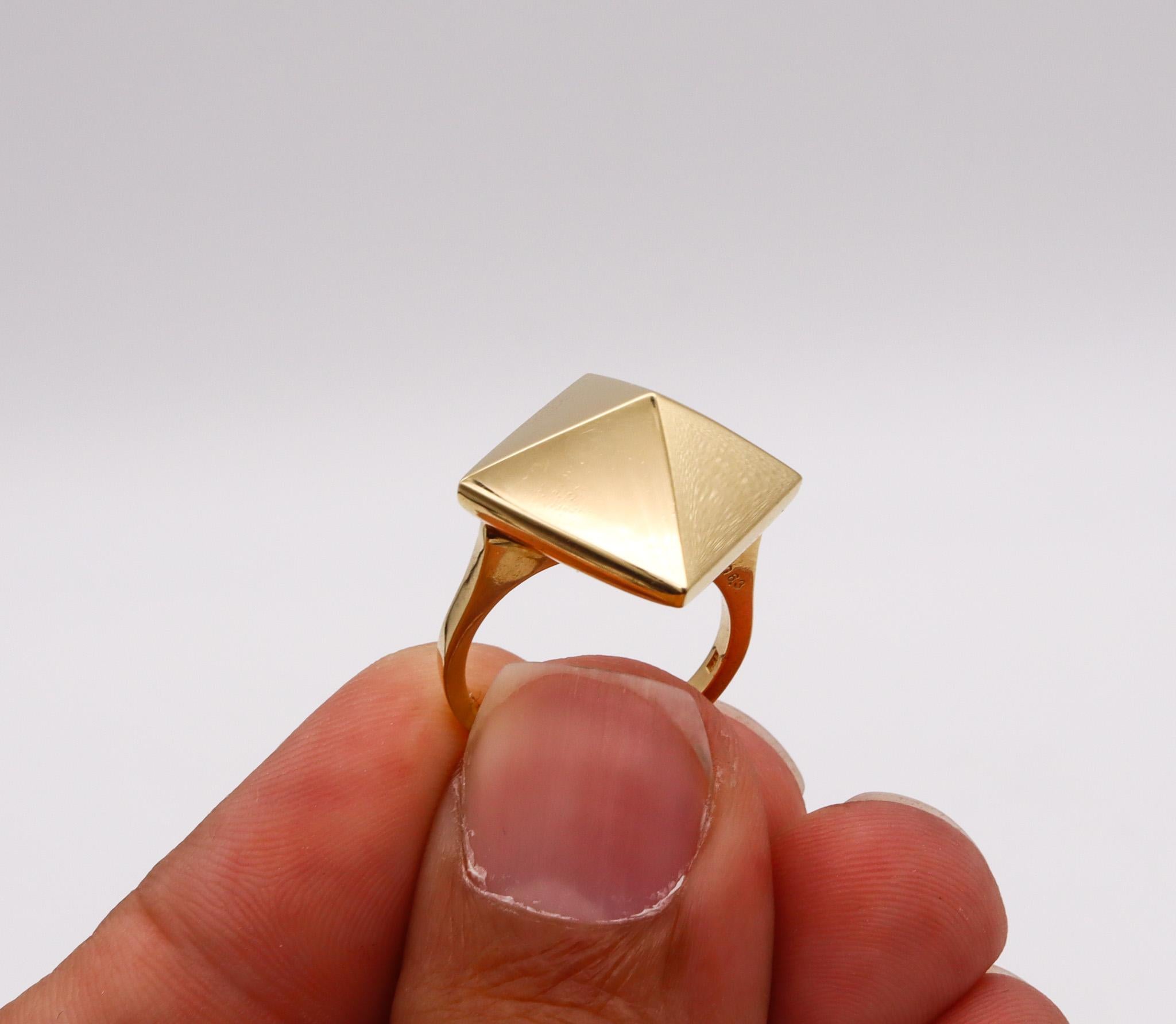 Aletto Brothers Stackable Large Triangular Geometric Ring in 18kt Yellow Gold For Sale 1