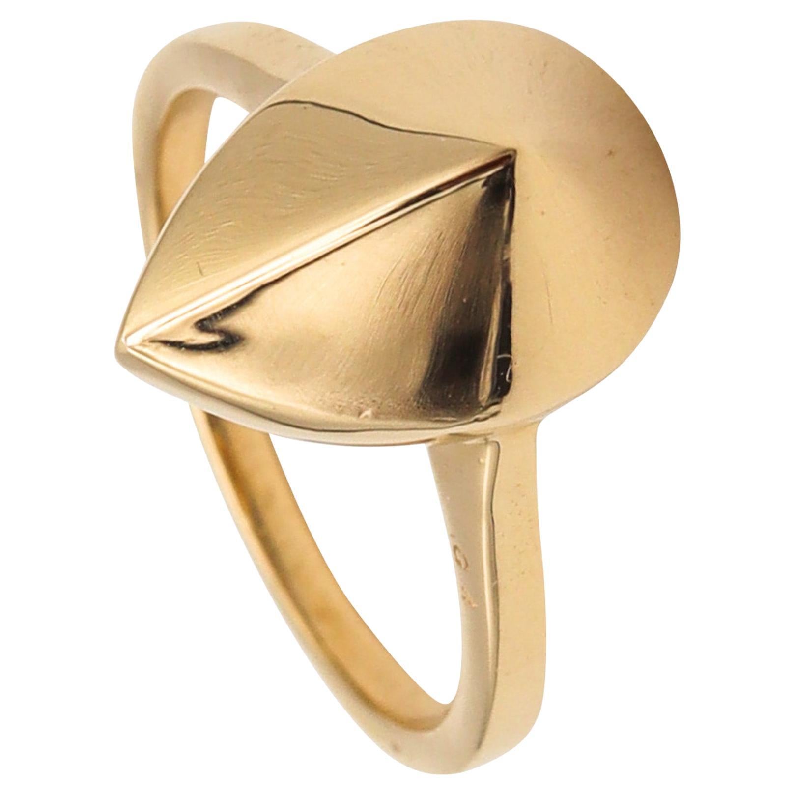Aletto Brothers Stackable Medium Pear Shaped Geometric Ring in 18kt Yellow Gold For Sale