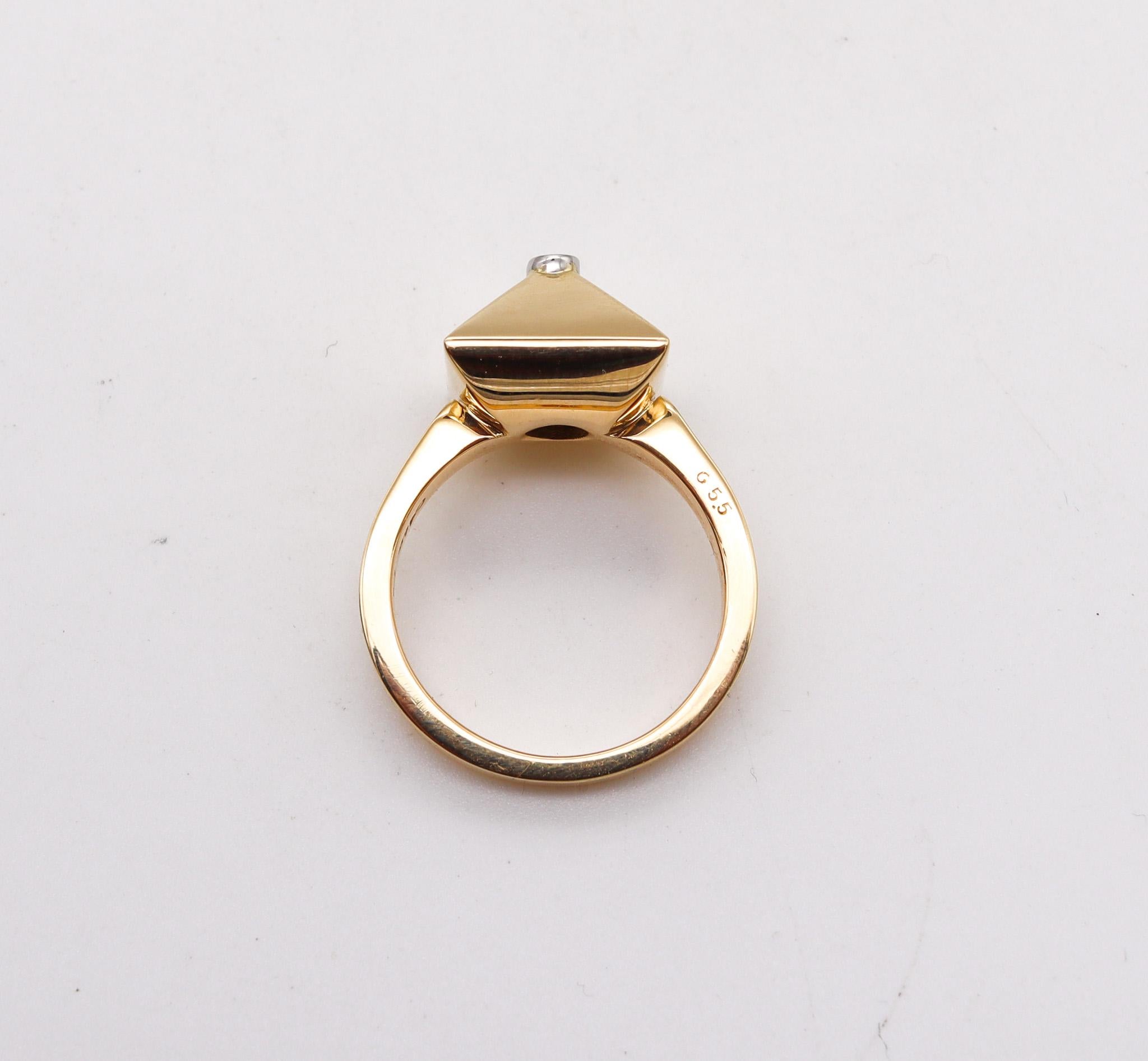 Brilliant Cut Aletto Brothers Stackable Medium Pyramide Ring in 18kt Yellow Gold with Diamond For Sale