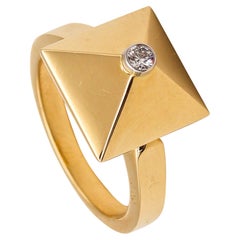 Aletto Brothers Stackable Medium Pyramide Ring in 18kt Yellow Gold with Diamond