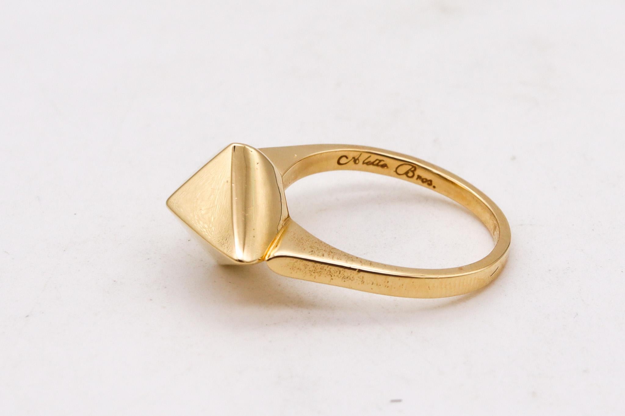 Brilliant Cut Aletto Brothers Stackable Medium Rhomboid Geometric Ring in 18kt Yellow Gold For Sale