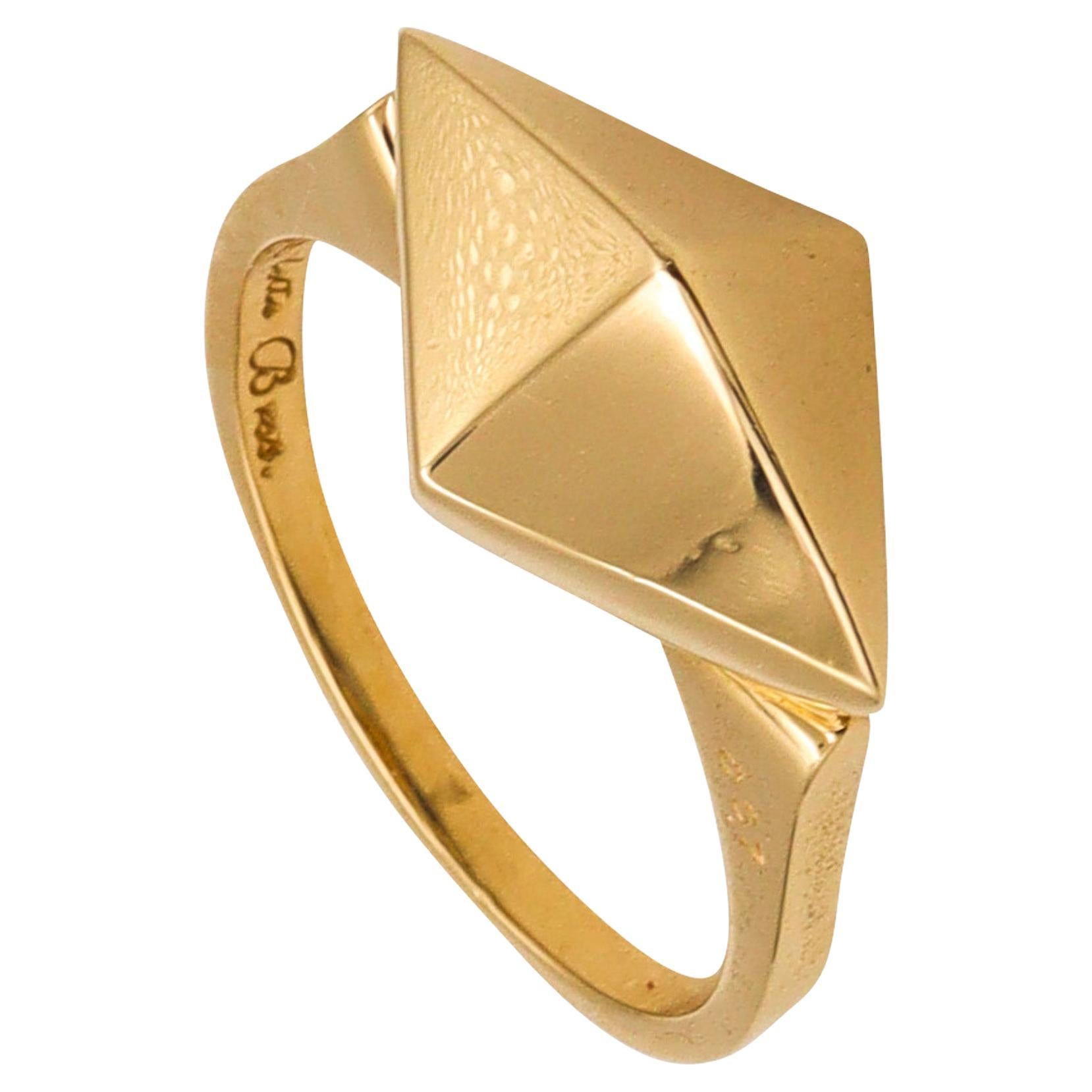Aletto Brothers Stackable Medium Rhomboid Geometric Ring in 18kt Yellow Gold For Sale