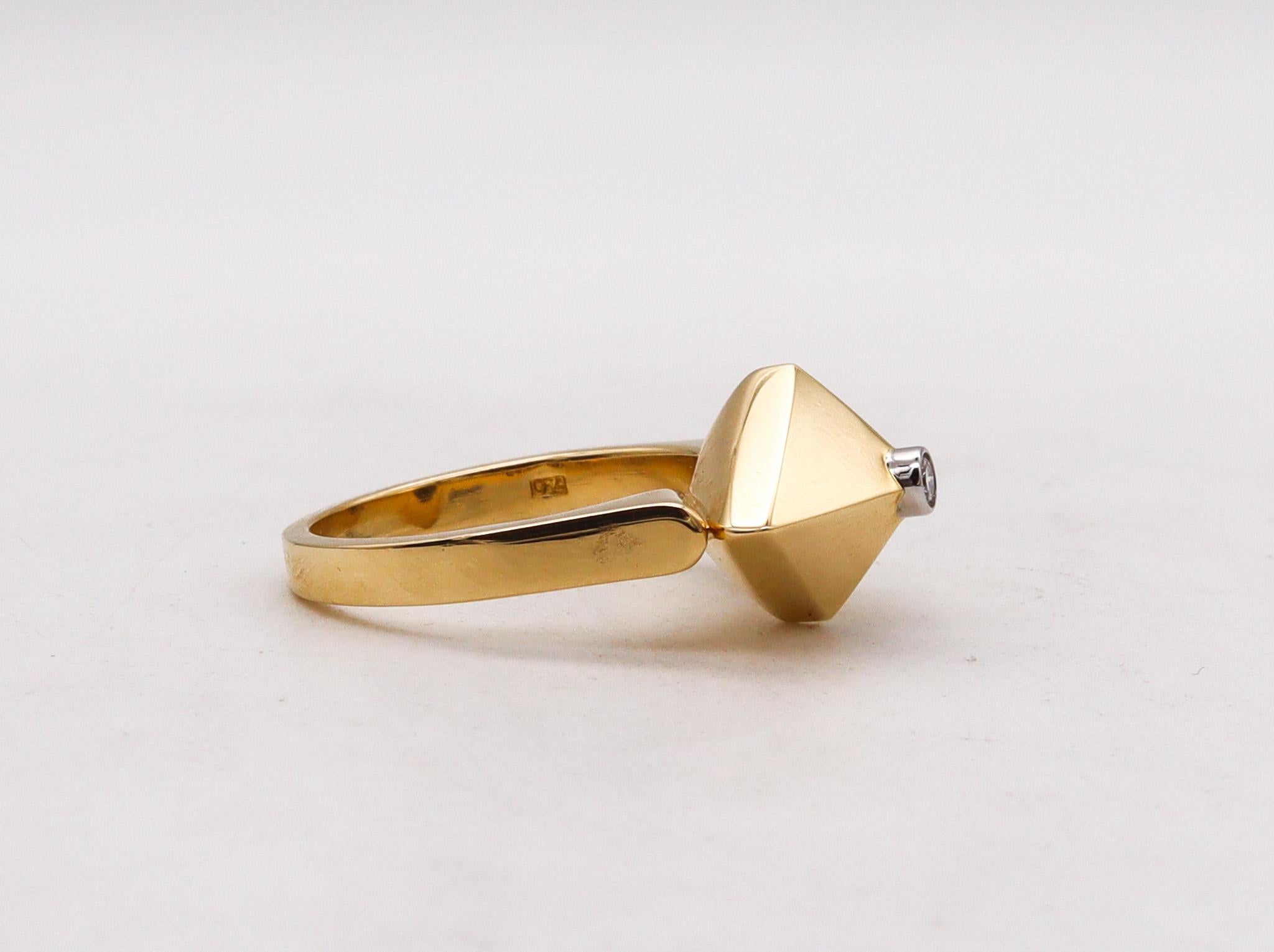 Brilliant Cut Aletto Brothers Stackable Medium Rhomboid Ring in 18kt Yellow Gold with Diamond For Sale