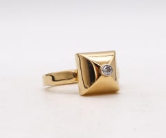 Aletto Brothers Stackable Small Pyramide Ring in 18kt Yellow Gold with Diamond
