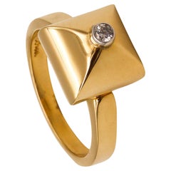 Aletto Brothers Stackable Small Pyramide Ring in 18kt Yellow Gold with Diamond