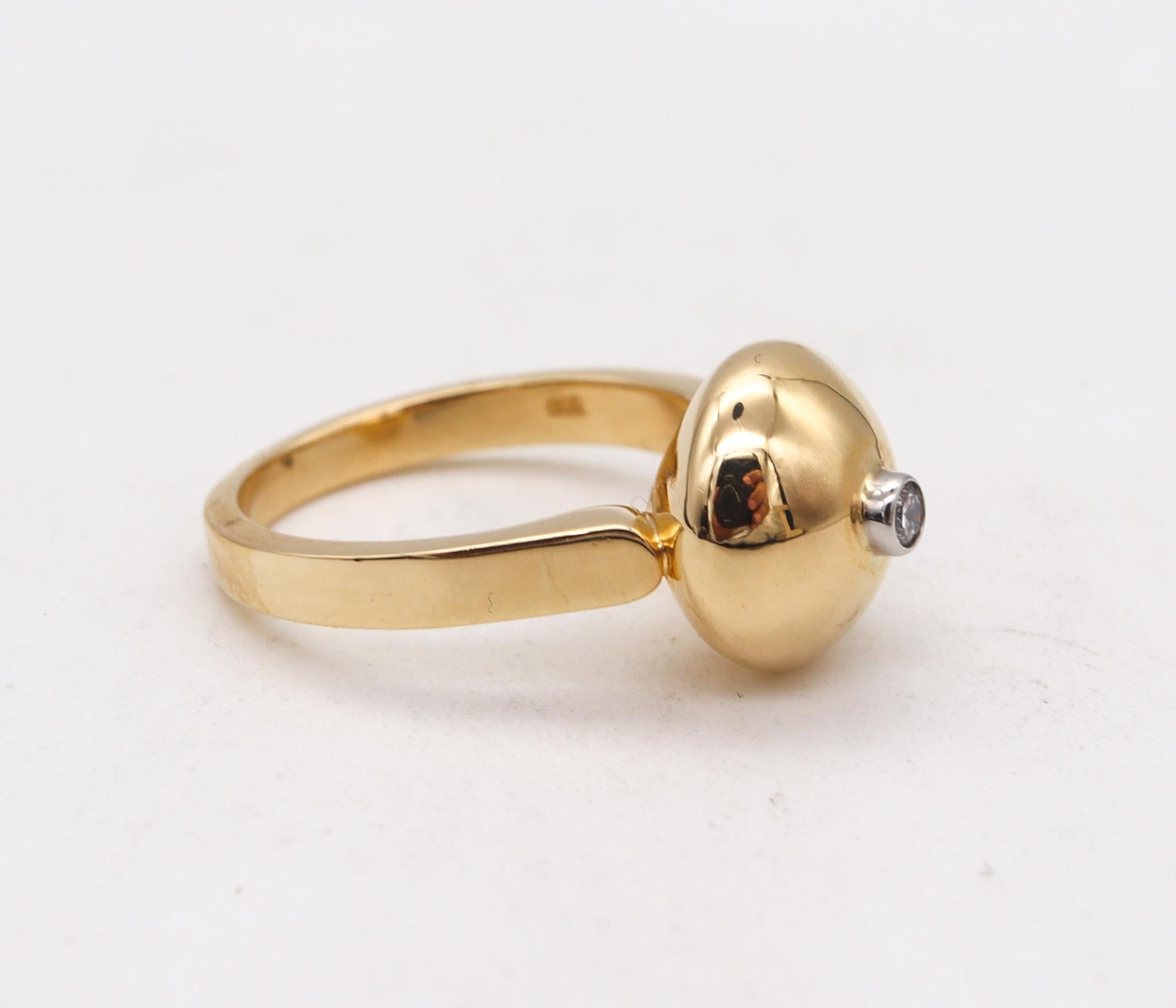 Modernist Aletto Brothers Stackable Small Round Ring in 18kt Yellow Gold with a Diamond For Sale