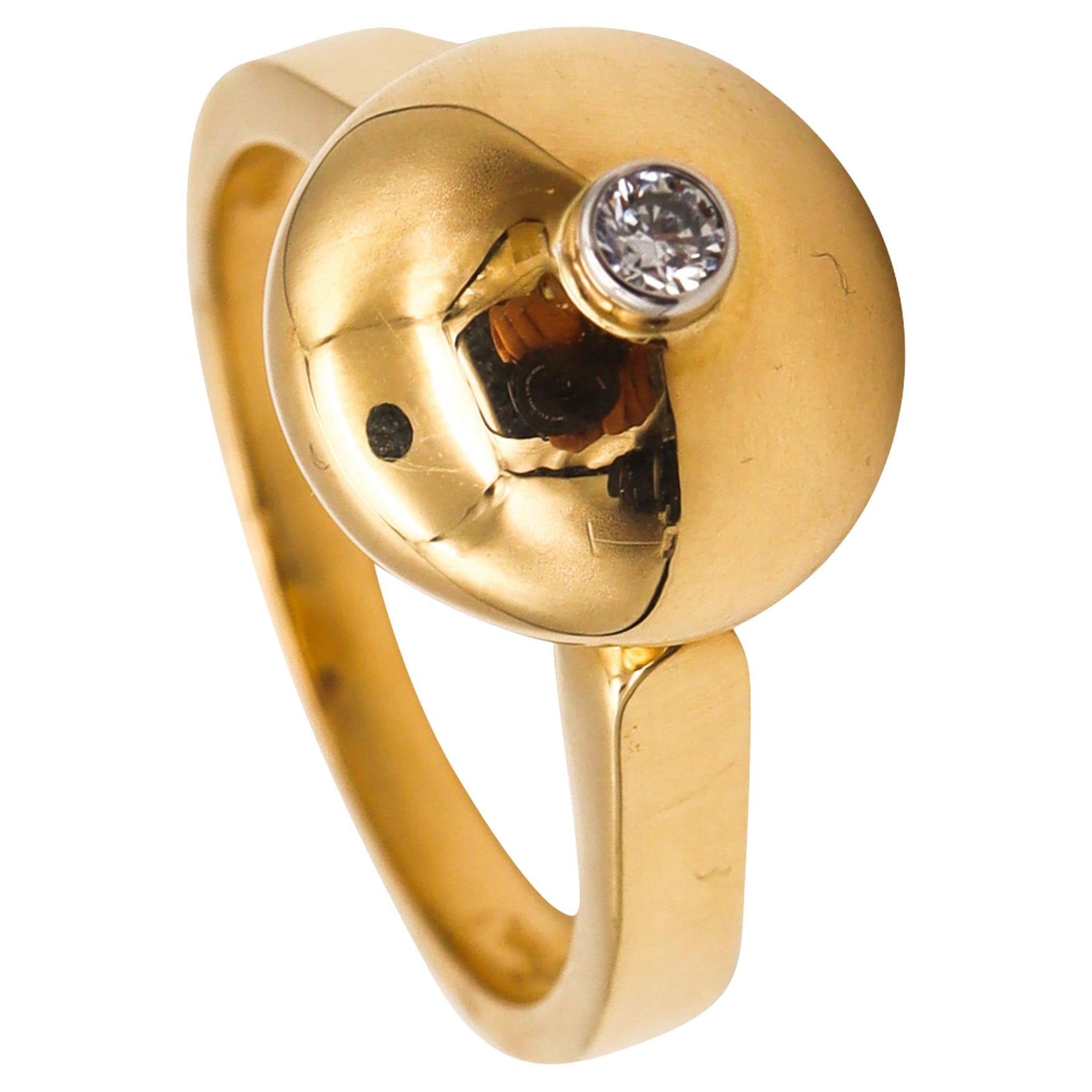 Aletto Brothers Stackable Small Round Ring in 18kt Yellow Gold with a Diamond