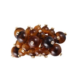 Aletto Brothers Tiger's Eye Bead Diamond Gold Ring