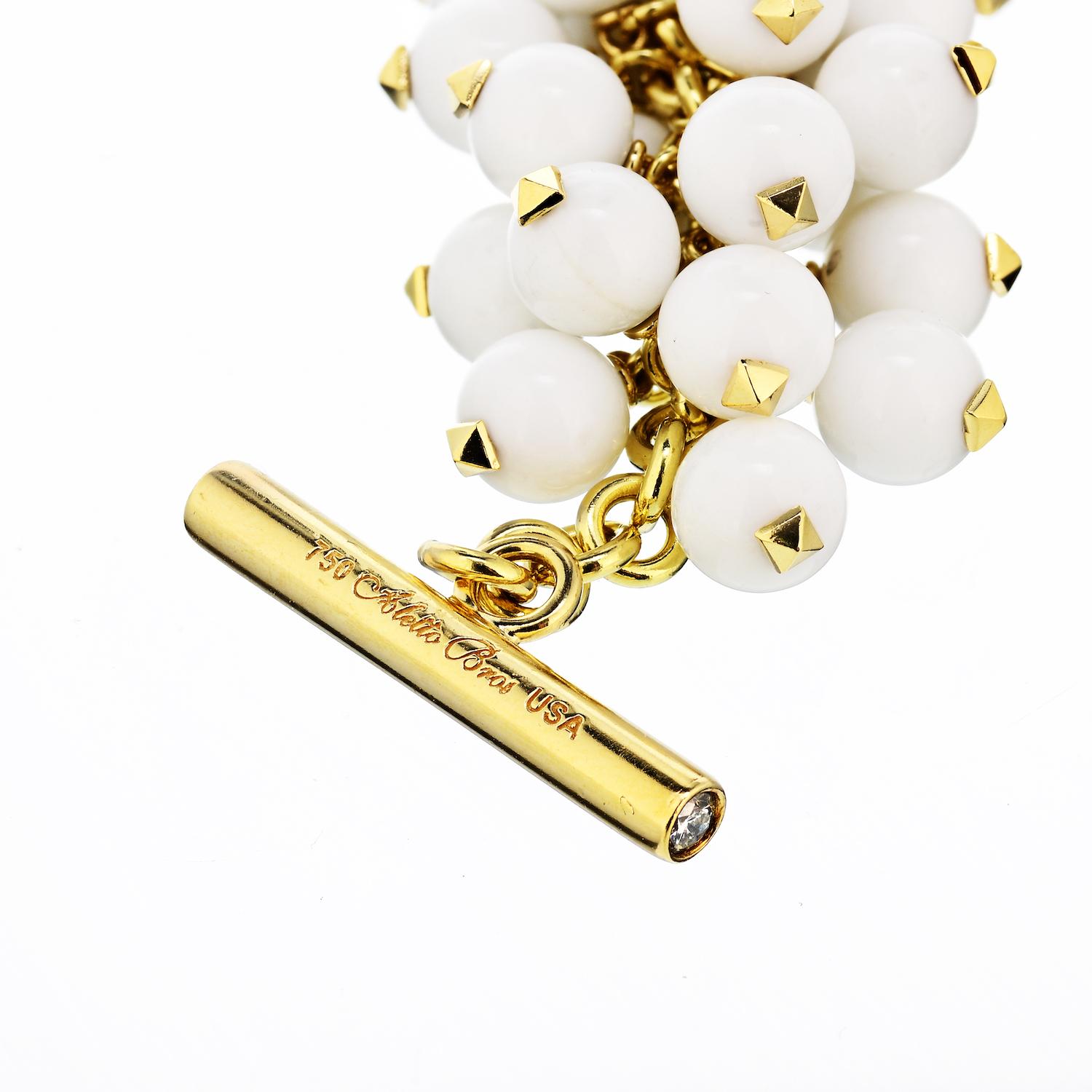 Modern Aletto Brothers White Agate, Diamond, Gold Bracelet