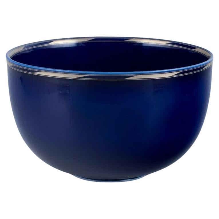 Alev Siesbye for Royal Copenhagen. Large porcelain bowl with blue glaze For Sale