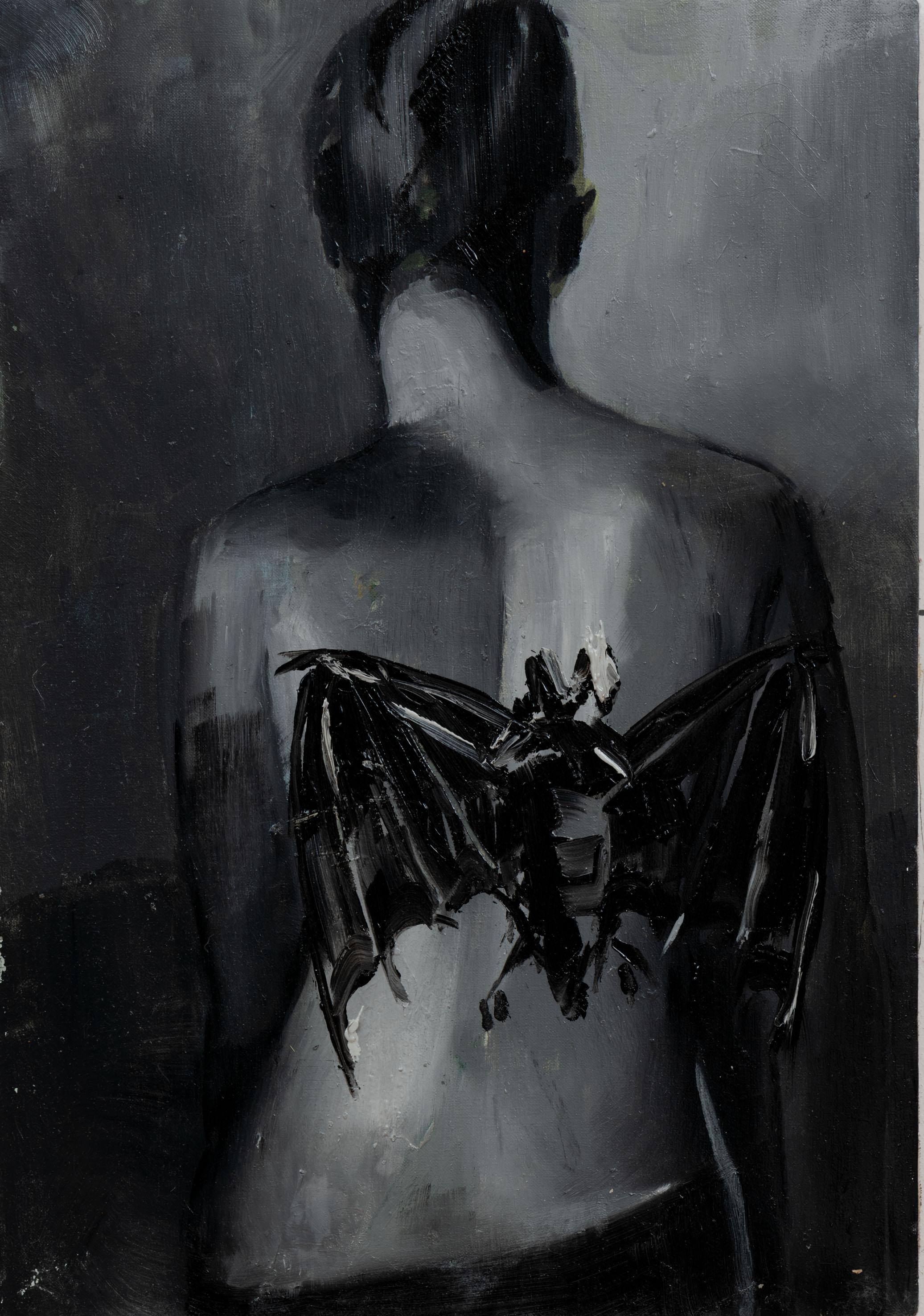 Alex Amann Nude Painting - Rücken mit Fledermaus II