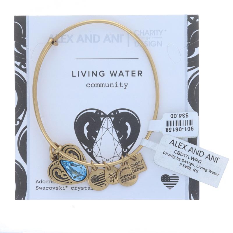Alex and Ani Charity by Design Living Water Community Bracelet Gold Toned Adjust In New Condition For Sale In Greensboro, NC